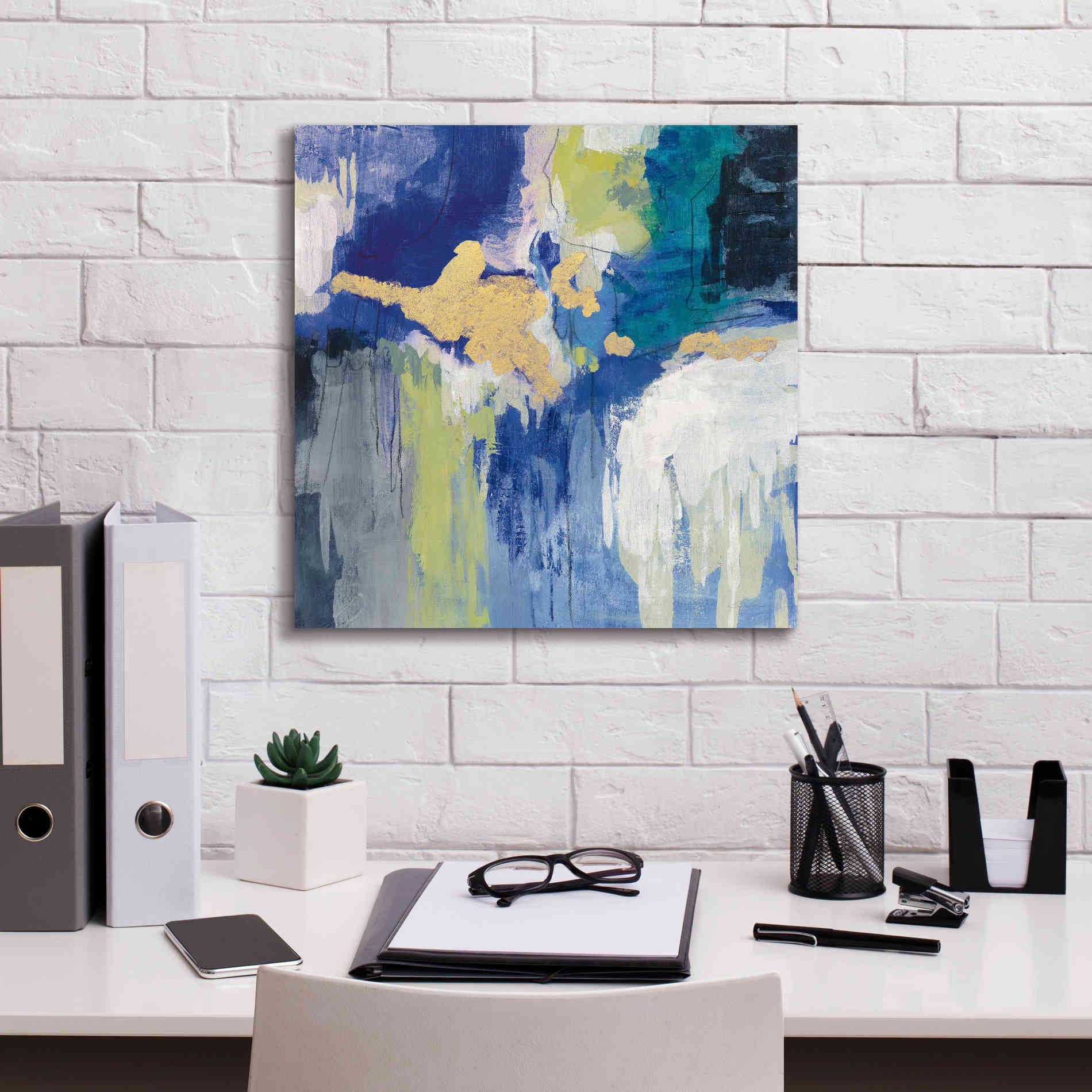 'Sparkle Abstract III Blue' by Silvia Vassileva, Canvas Wall Art,18 x 18