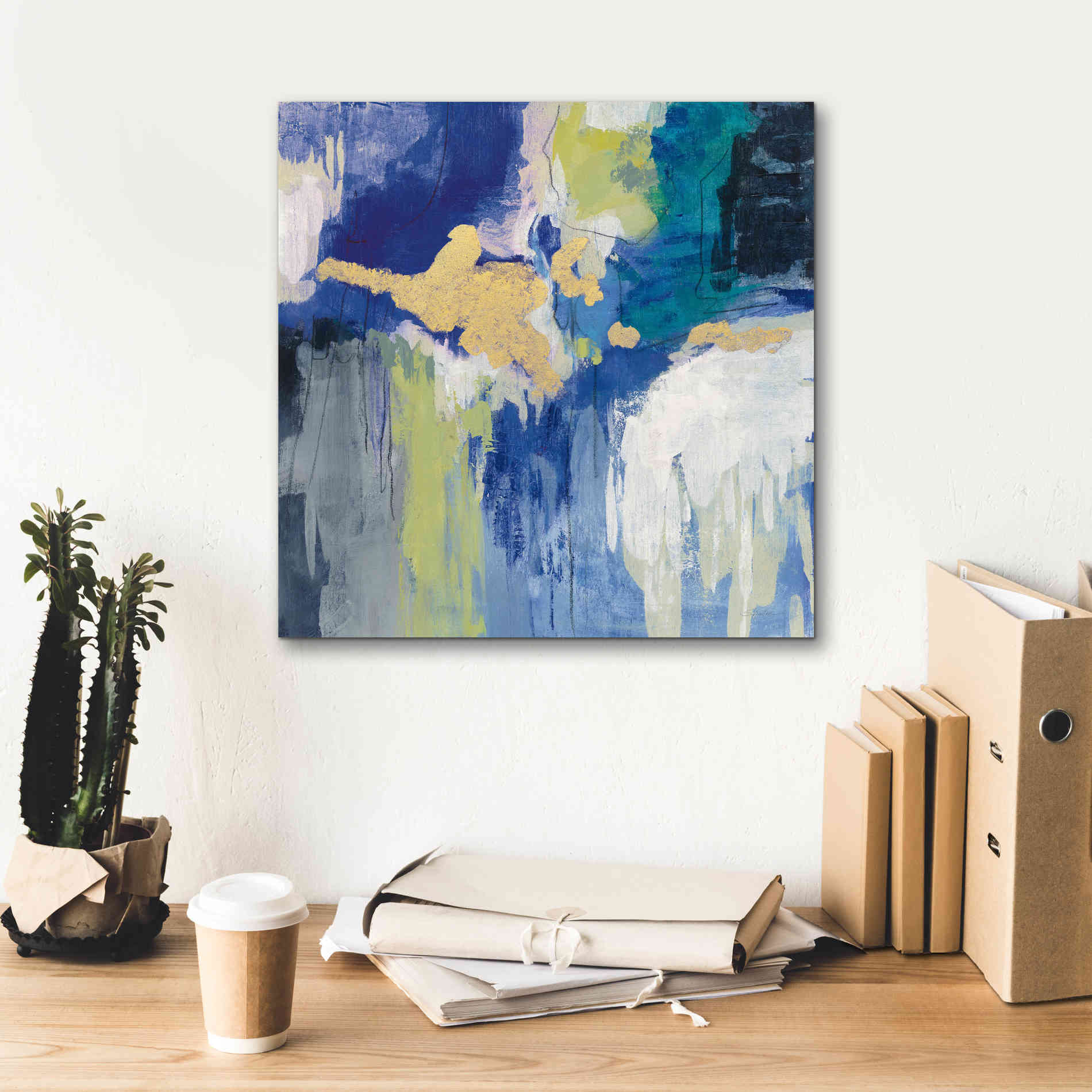 'Sparkle Abstract III Blue' by Silvia Vassileva, Canvas Wall Art,18 x 18