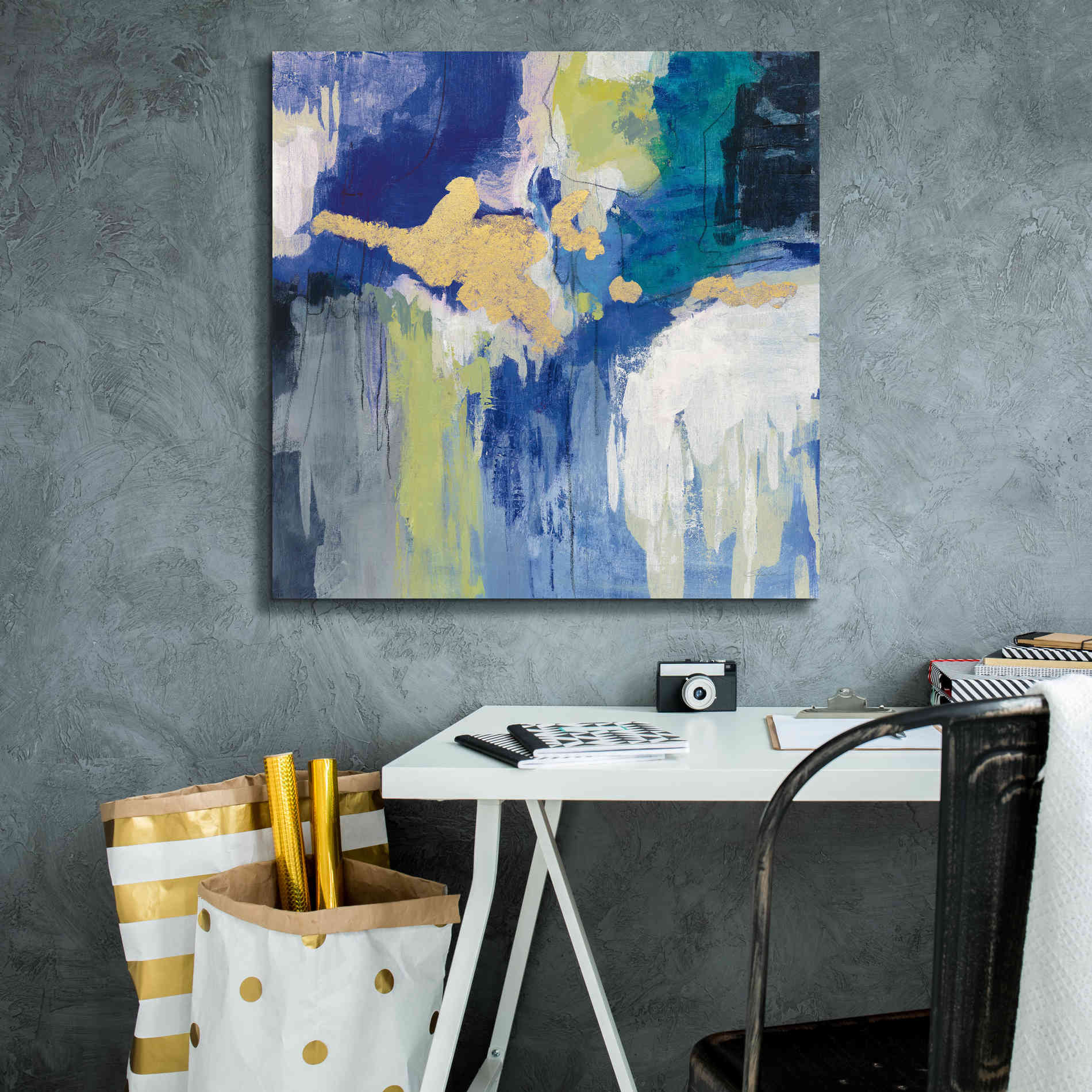 'Sparkle Abstract III Blue' by Silvia Vassileva, Canvas Wall Art,26 x 26