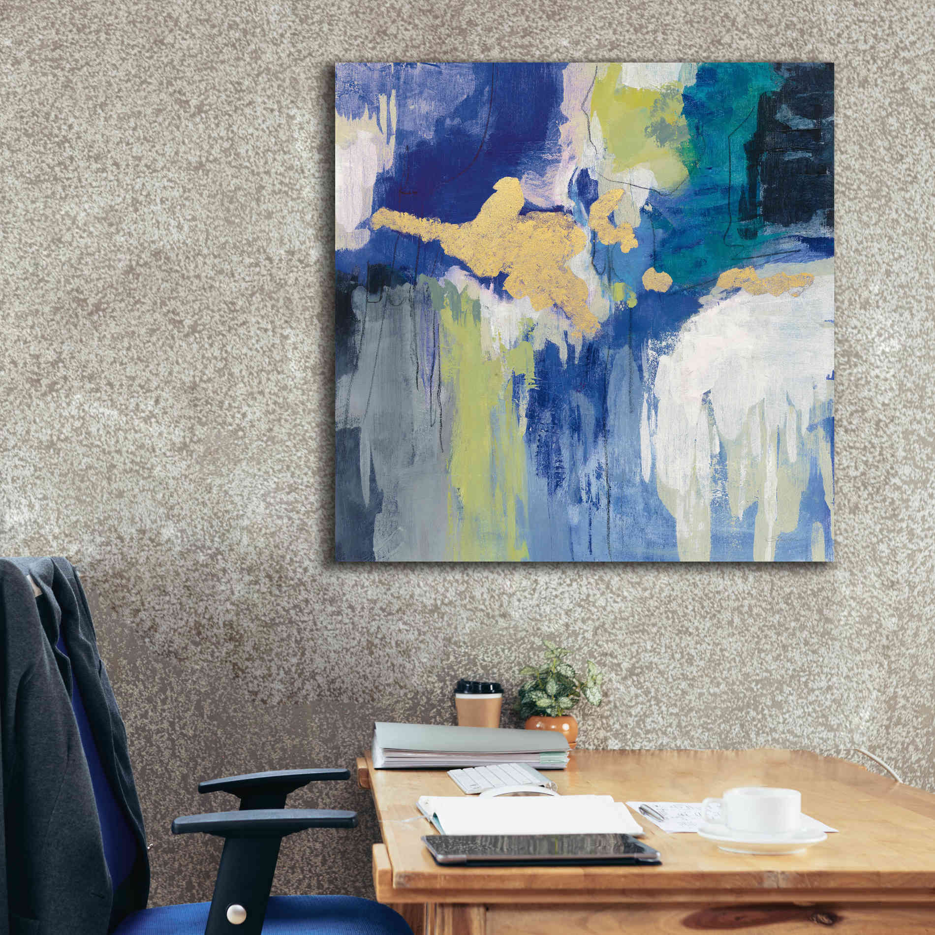 'Sparkle Abstract III Blue' by Silvia Vassileva, Canvas Wall Art,37 x 37