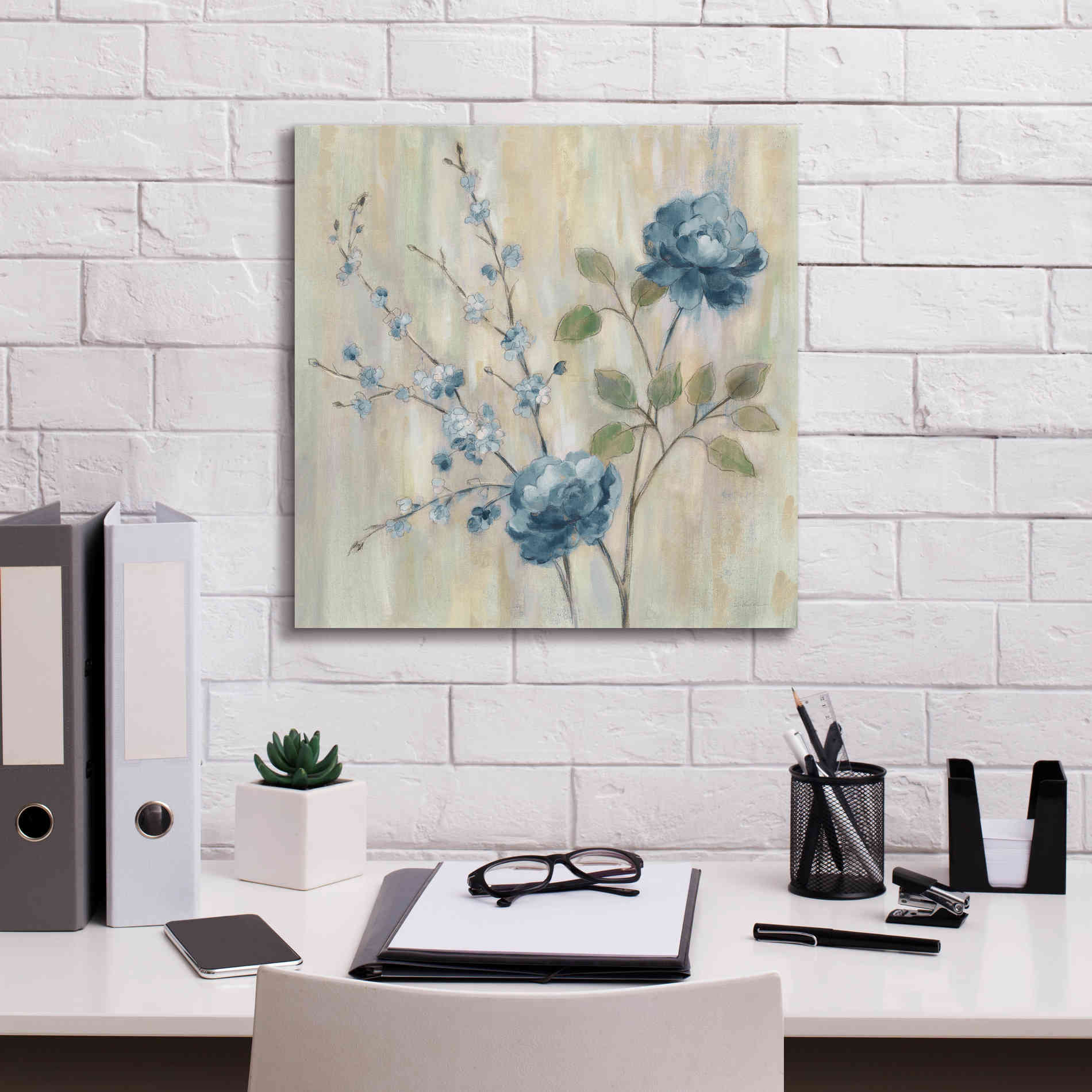 'Contemporary Chinoiserie Blue' by Silvia Vassileva, Canvas Wall Art,18 x 18