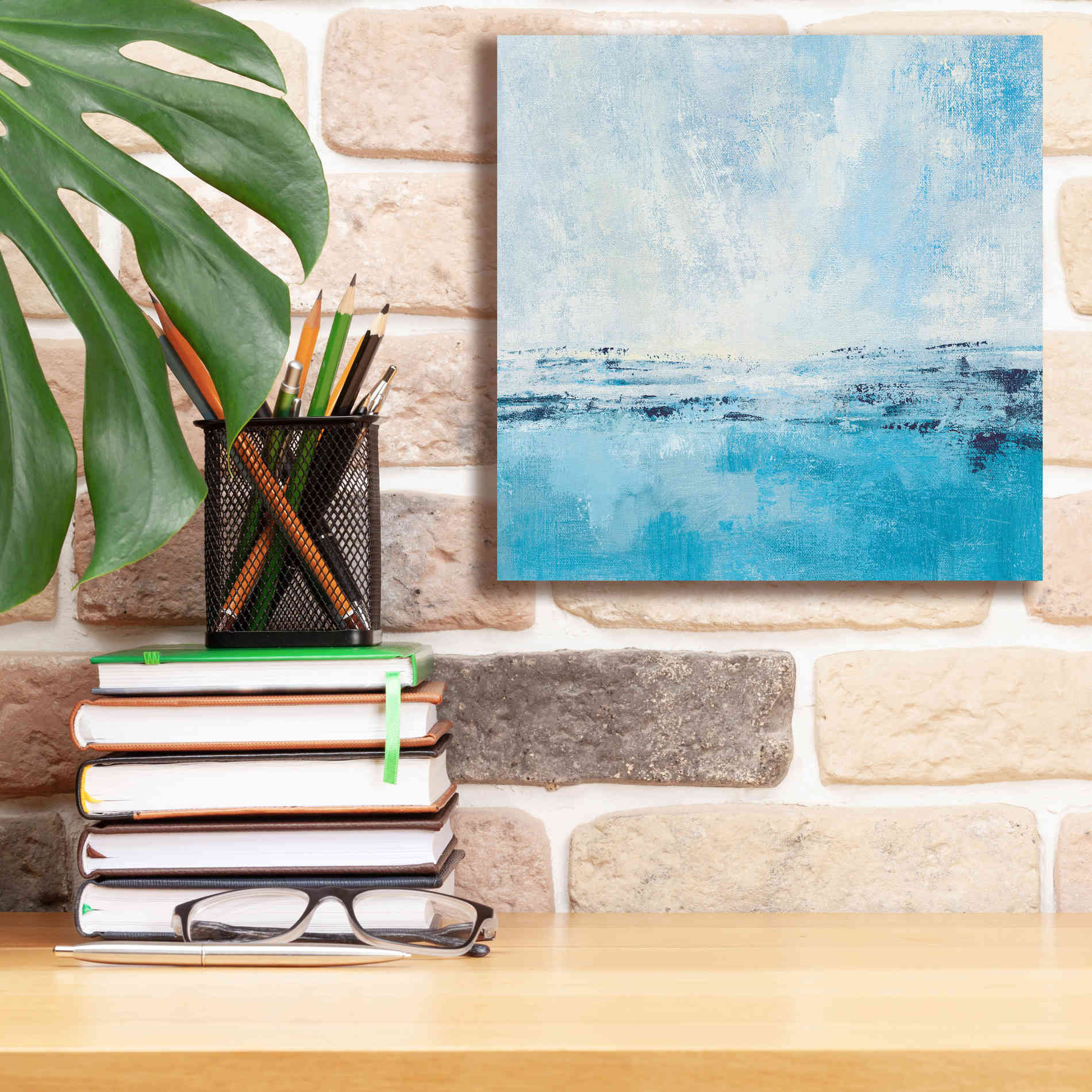 'Coastal View I Aqua' by Silvia Vassileva, Canvas Wall Art,12 x 12