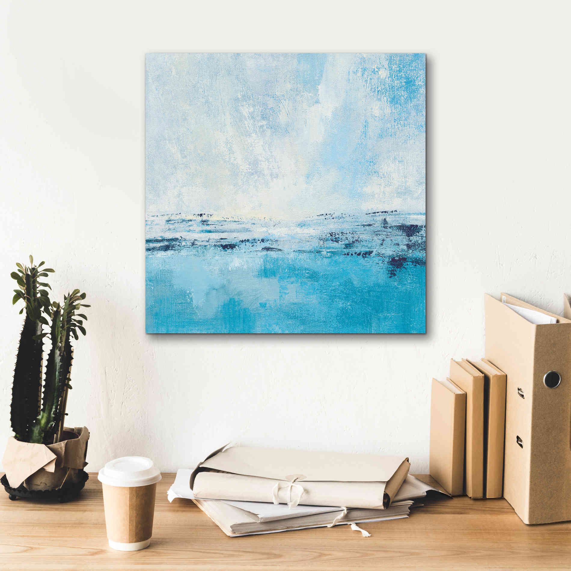 'Coastal View I Aqua' by Silvia Vassileva, Canvas Wall Art,18 x 18