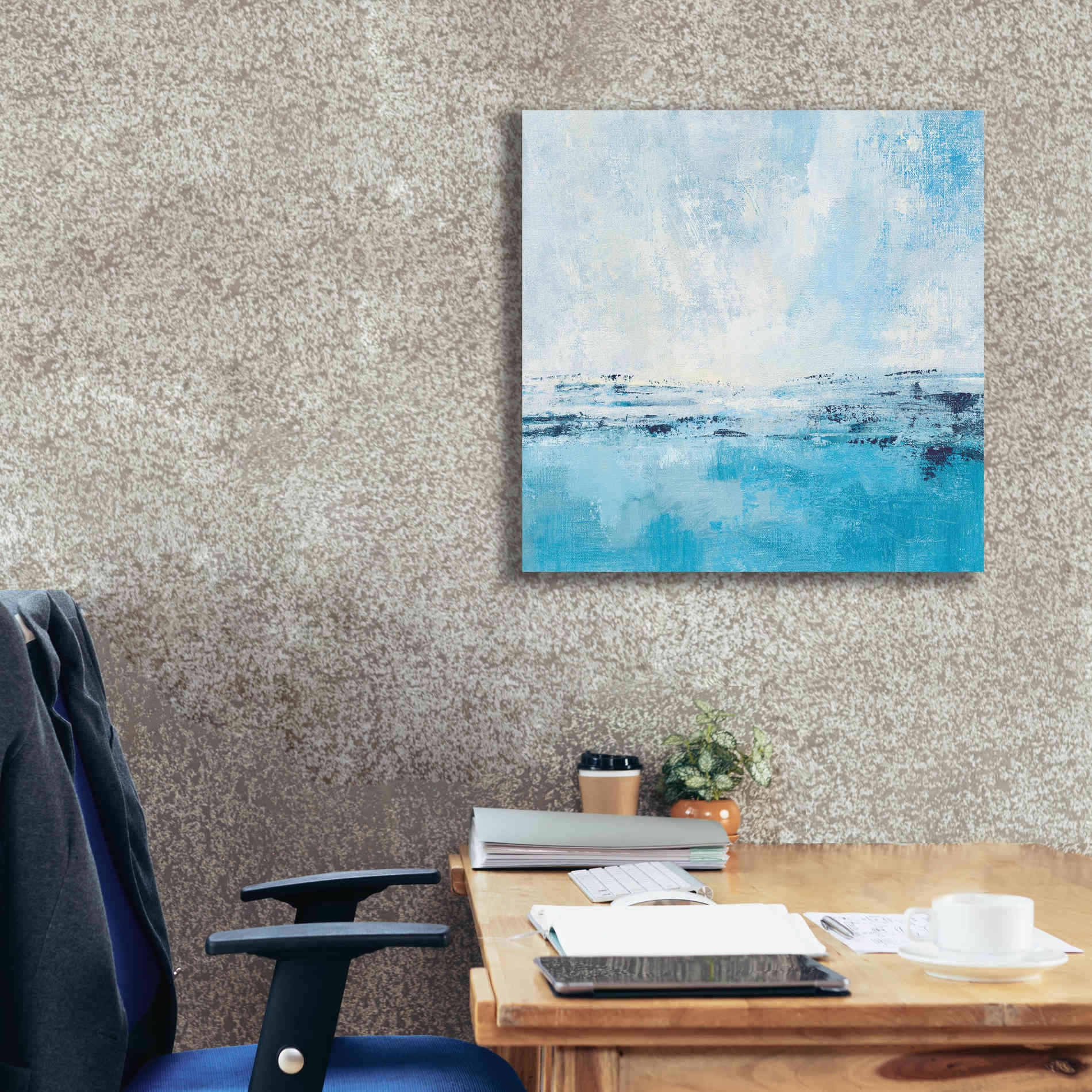 'Coastal View I Aqua' by Silvia Vassileva, Canvas Wall Art,26 x 26