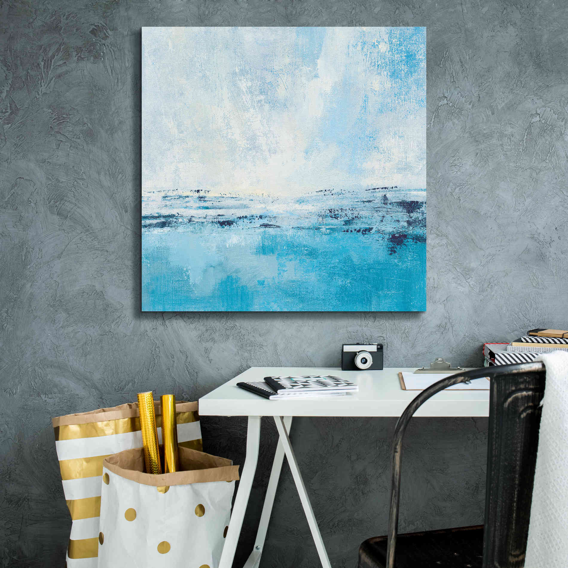 'Coastal View I Aqua' by Silvia Vassileva, Canvas Wall Art,26 x 26
