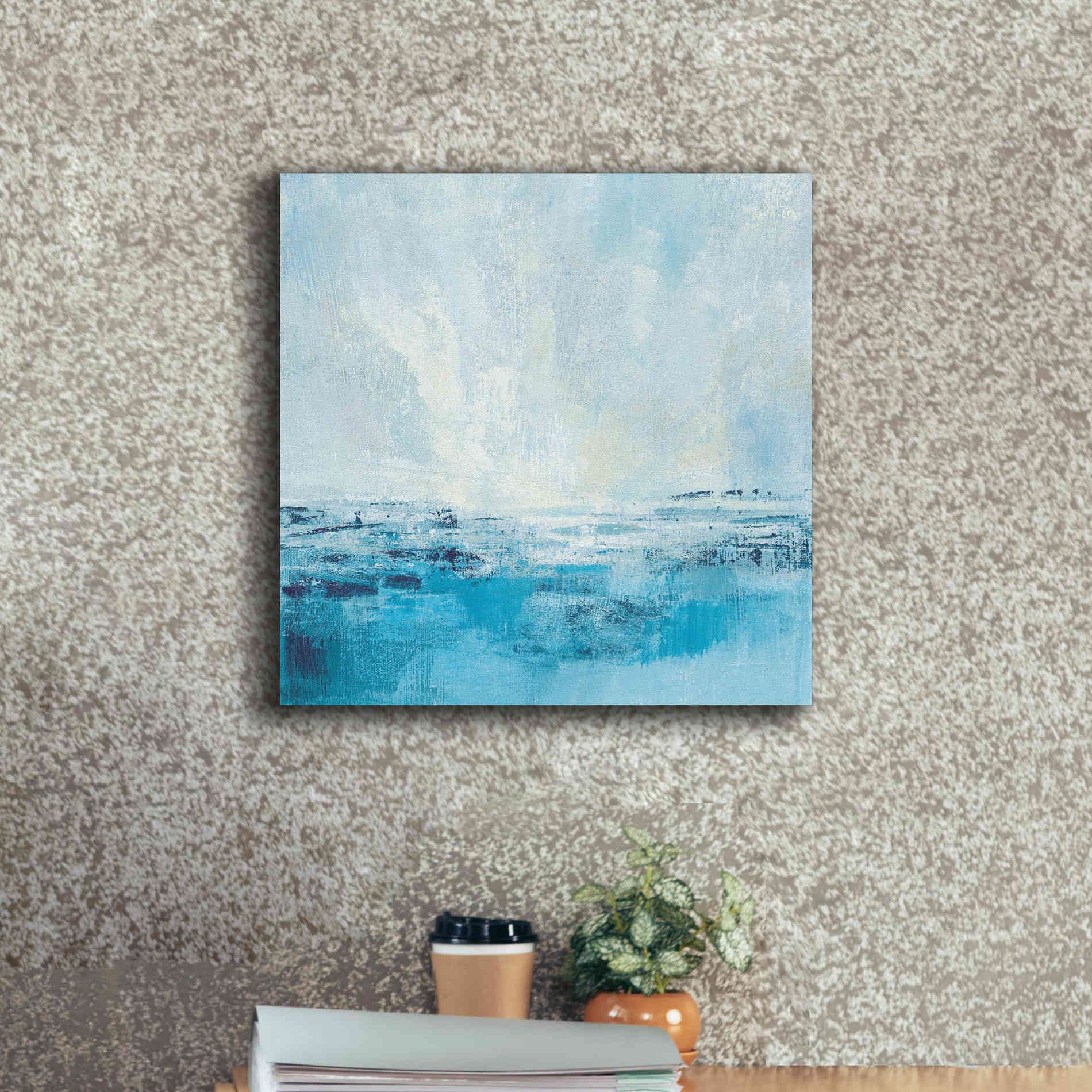 'Coastal View II Aqua' by Silvia Vassileva, Canvas Wall Art,18 x 18