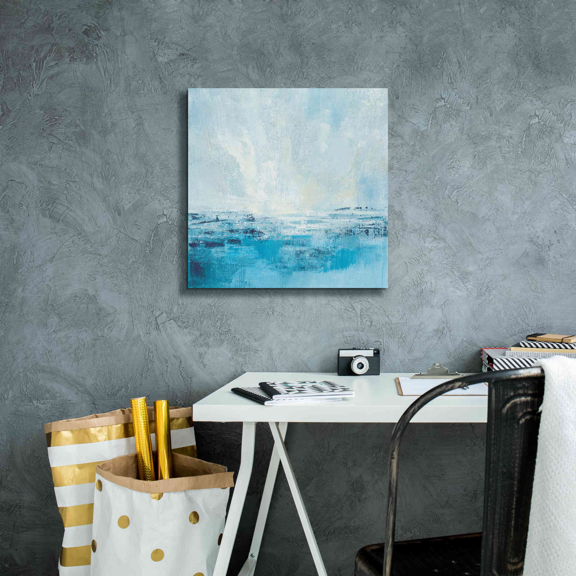'Coastal View II Aqua' by Silvia Vassileva, Canvas Wall Art,18 x 18