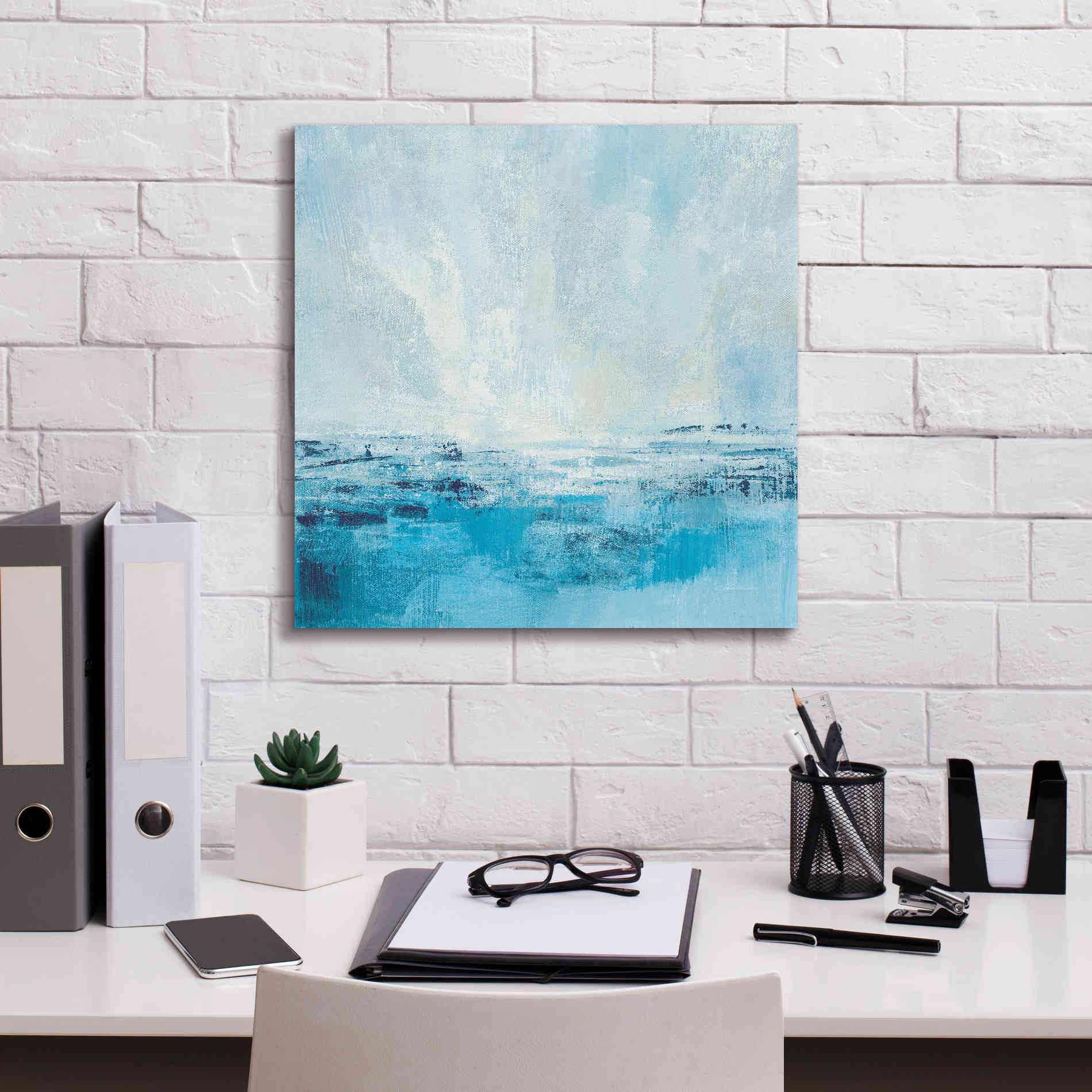 'Coastal View II Aqua' by Silvia Vassileva, Canvas Wall Art,18 x 18