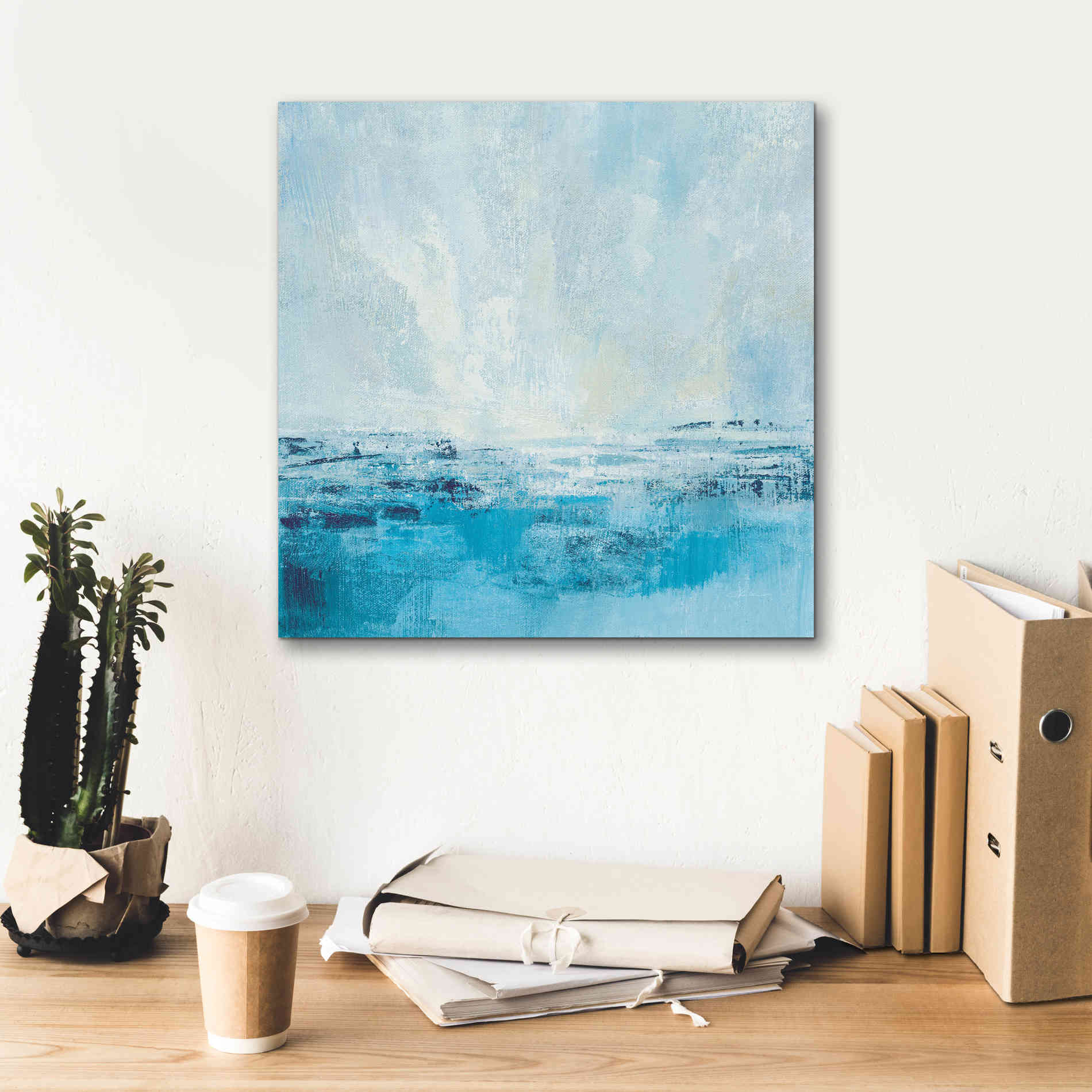 'Coastal View II Aqua' by Silvia Vassileva, Canvas Wall Art,18 x 18