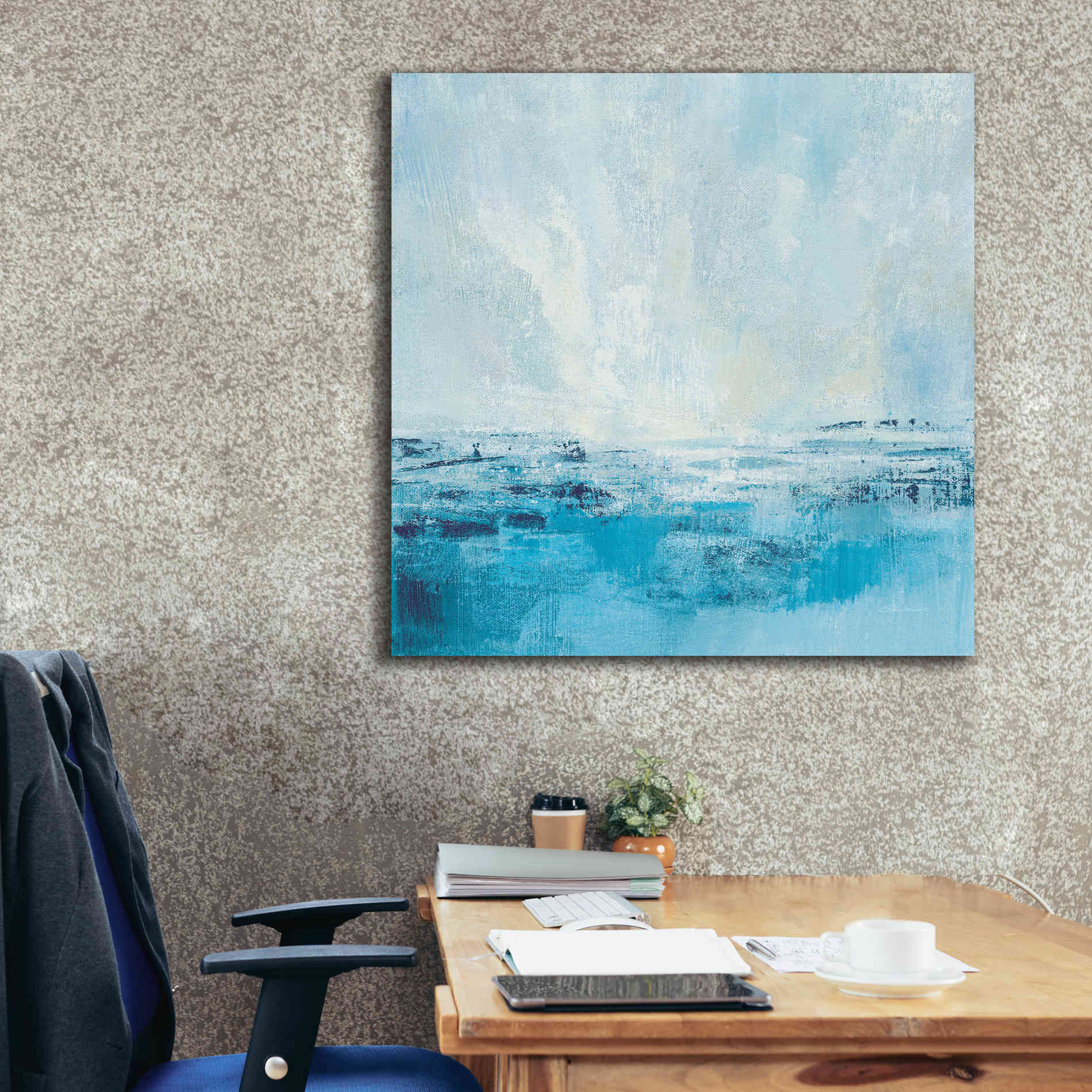 'Coastal View II Aqua' by Silvia Vassileva, Canvas Wall Art,37 x 37