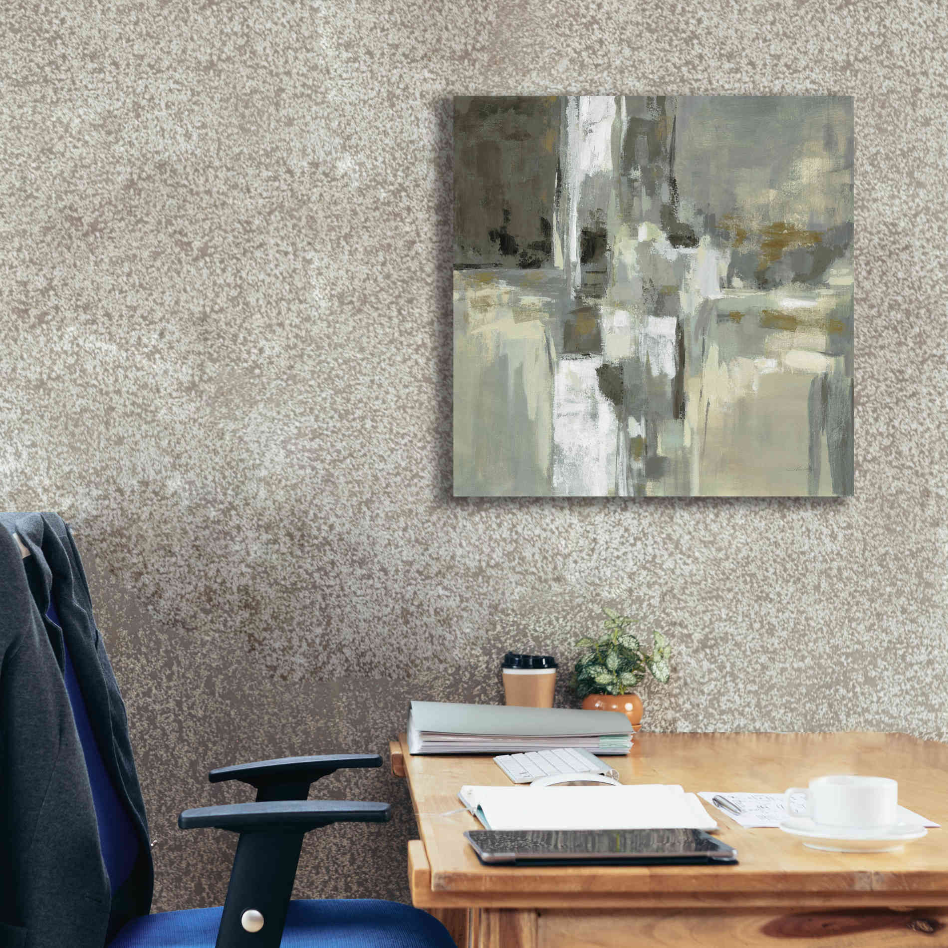 'Neutral Water' by Silvia Vassileva, Canvas Wall Art,26 x 26