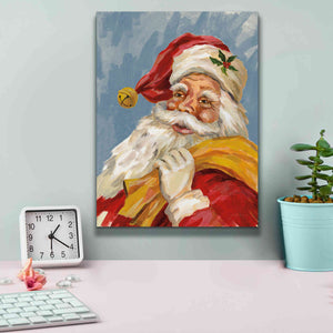 'Santa on Blue' by Silvia Vassileva, Canvas Wall Art,12 x 16