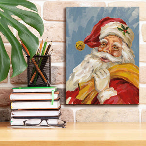 'Santa on Blue' by Silvia Vassileva, Canvas Wall Art,12 x 16