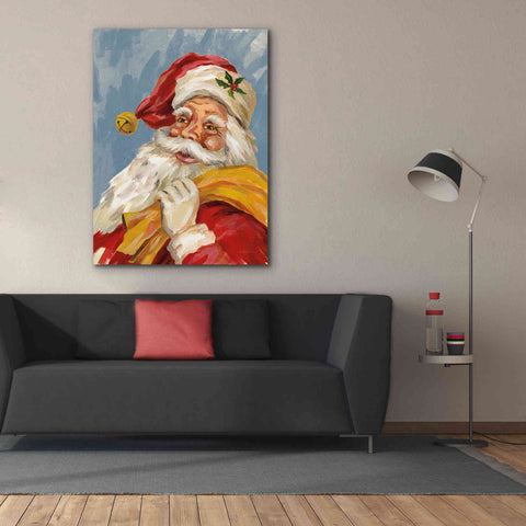 Image of 'Santa on Blue' by Silvia Vassileva, Canvas Wall Art,40 x 54