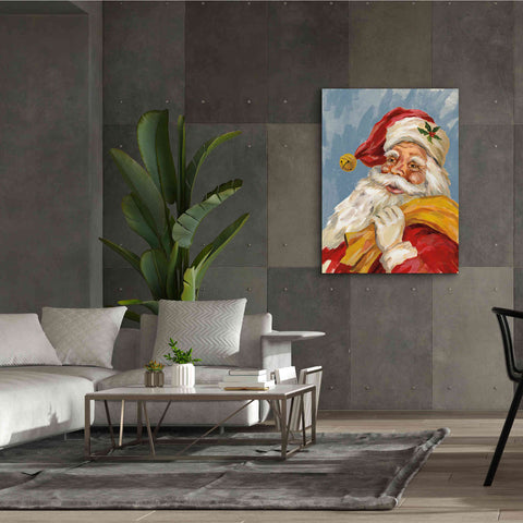 Image of 'Santa on Blue' by Silvia Vassileva, Canvas Wall Art,40 x 54