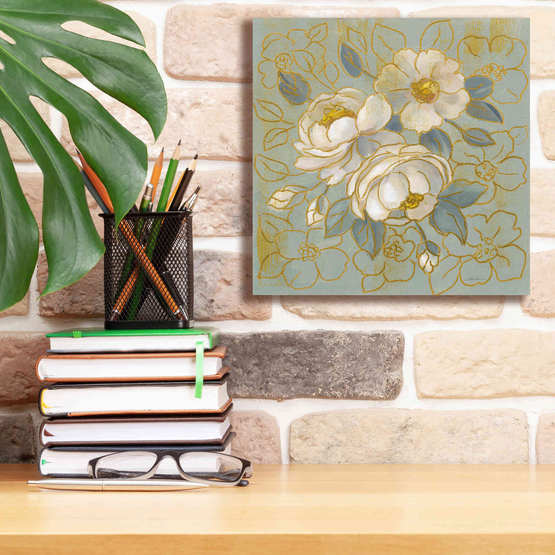'Sage Floral I' by Silvia Vassileva, Canvas Wall Art,12 x 12