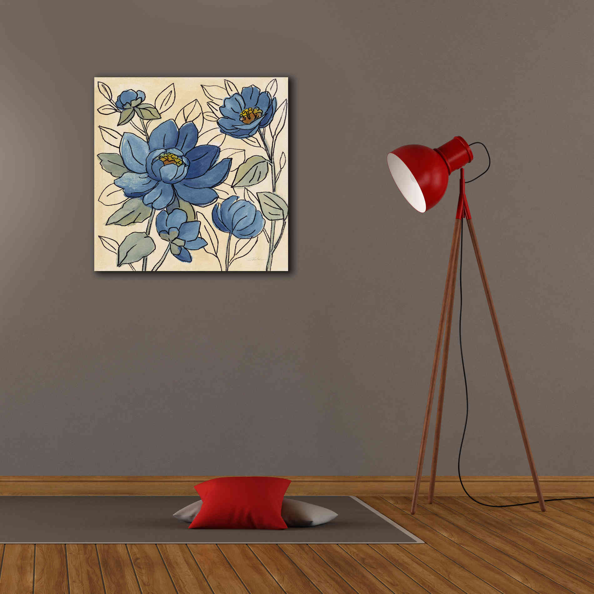 'Spring Lace Floral IV Dark Blue' by Silvia Vassileva, Canvas Wall Art,26 x 26