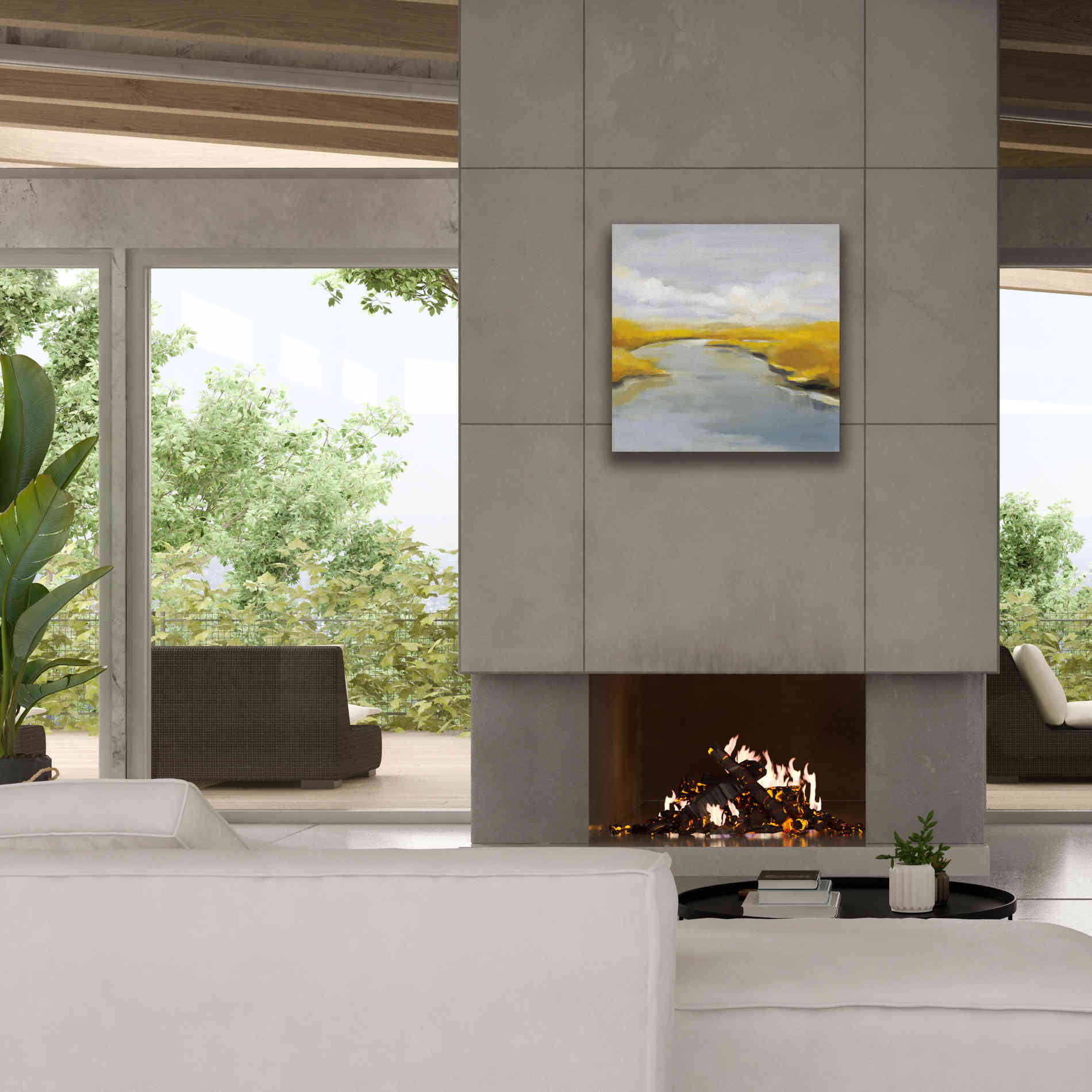 'Maine Fall River' by Silvia Vassileva, Canvas Wall Art,26 x 26