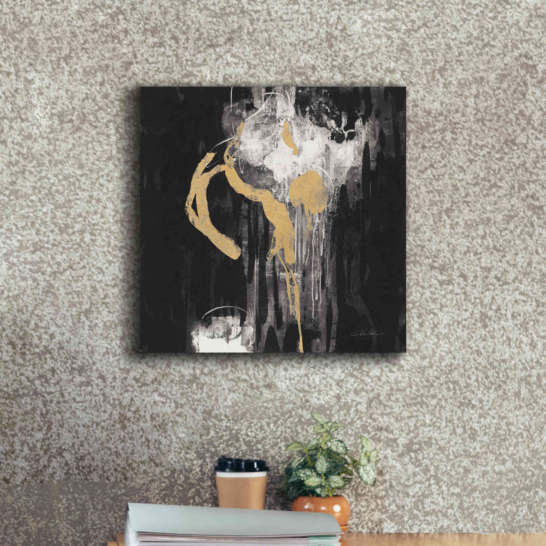 'Golden Rain I BW' by Silvia Vassileva, Canvas Wall Art,18 x 18