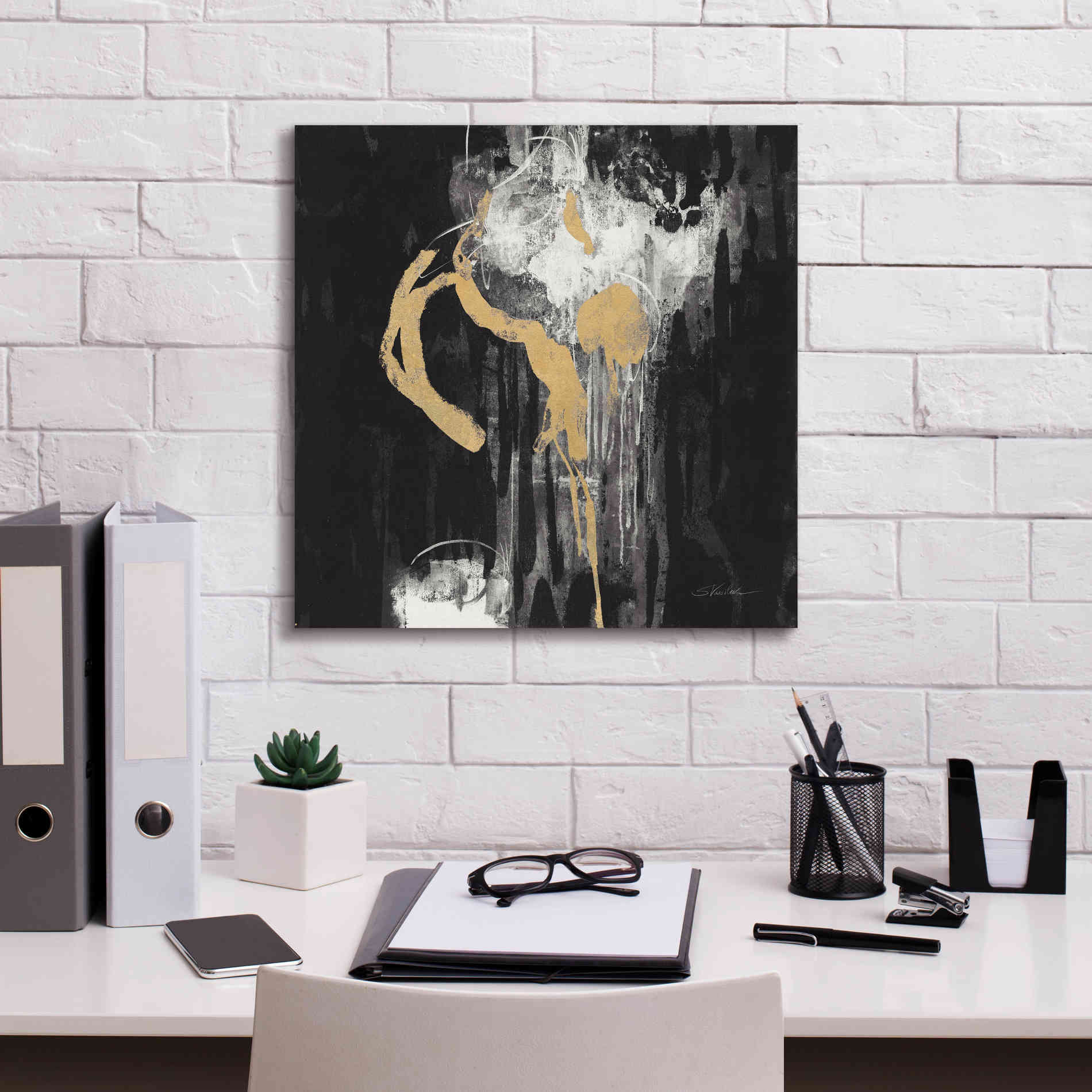 'Golden Rain I BW' by Silvia Vassileva, Canvas Wall Art,18 x 18