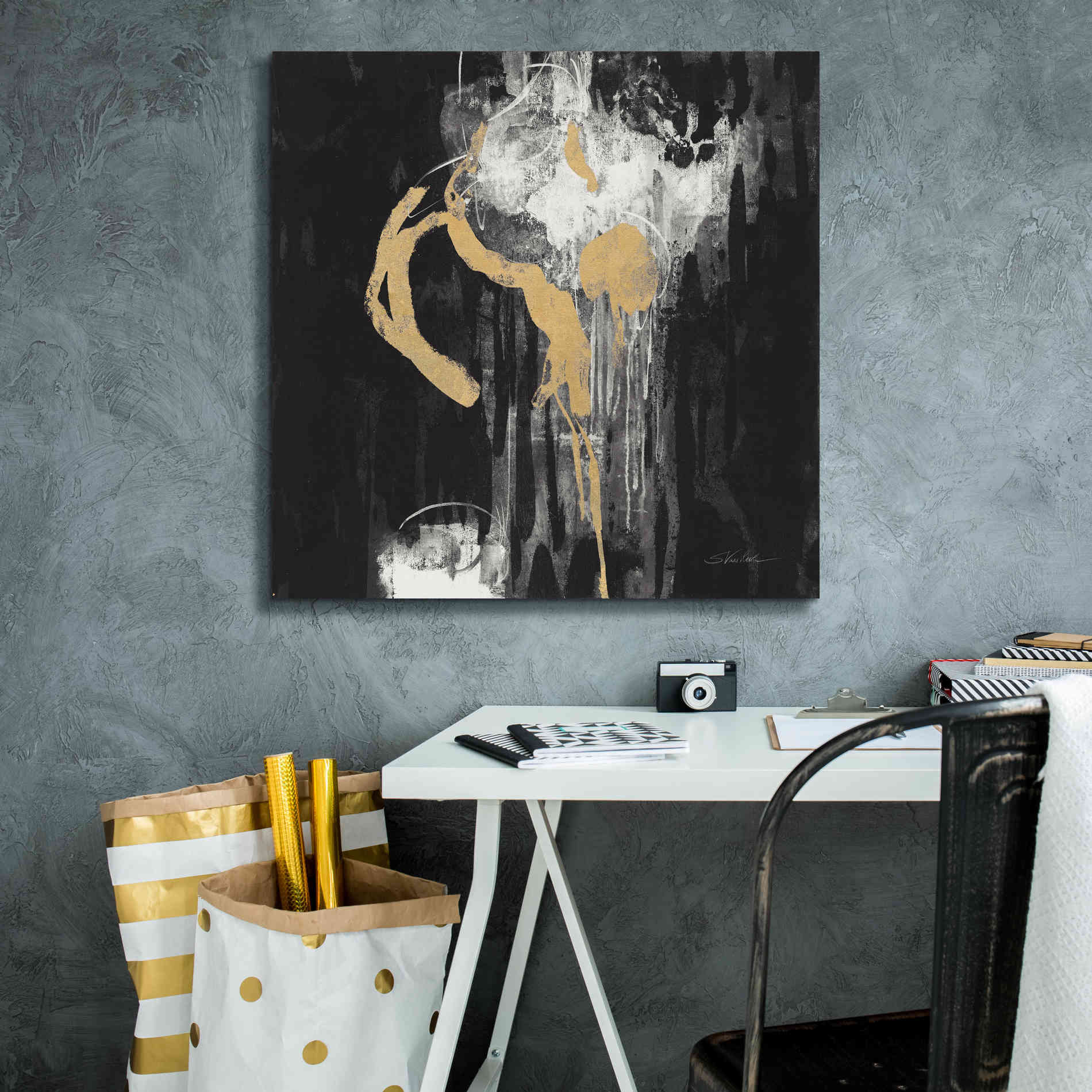 'Golden Rain I BW' by Silvia Vassileva, Canvas Wall Art,26 x 26