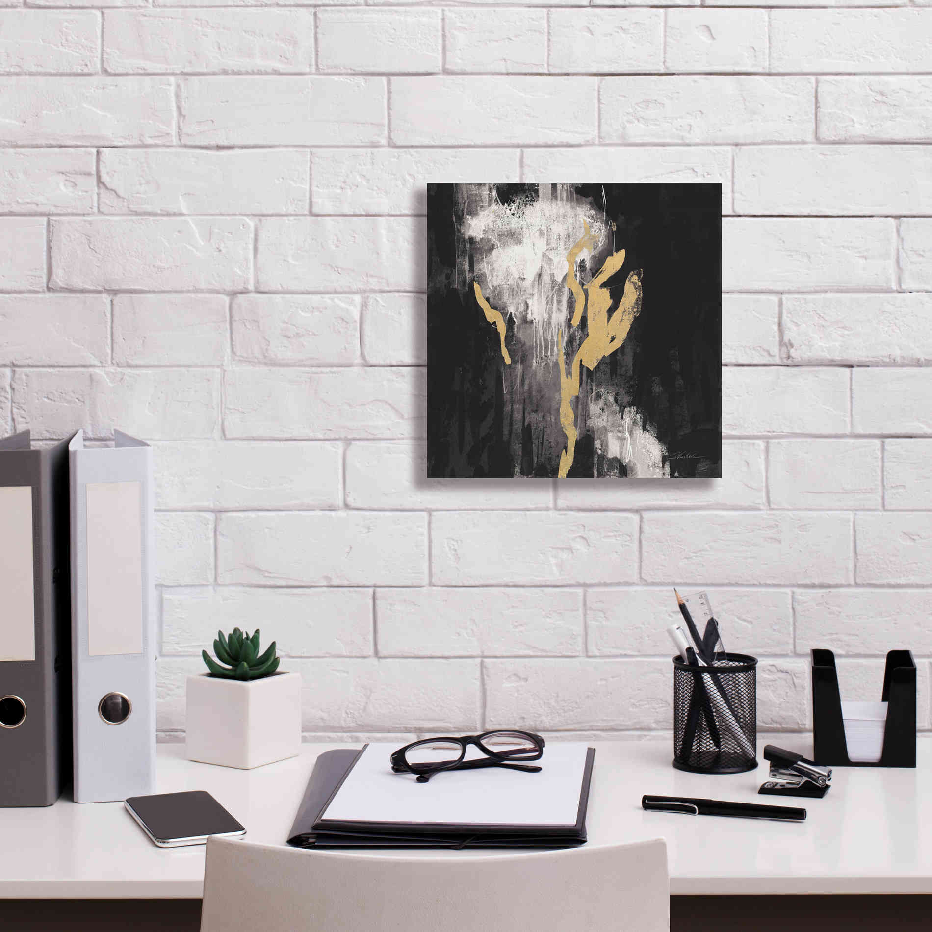 'Golden Rain II BW' by Silvia Vassileva, Canvas Wall Art,12 x 12