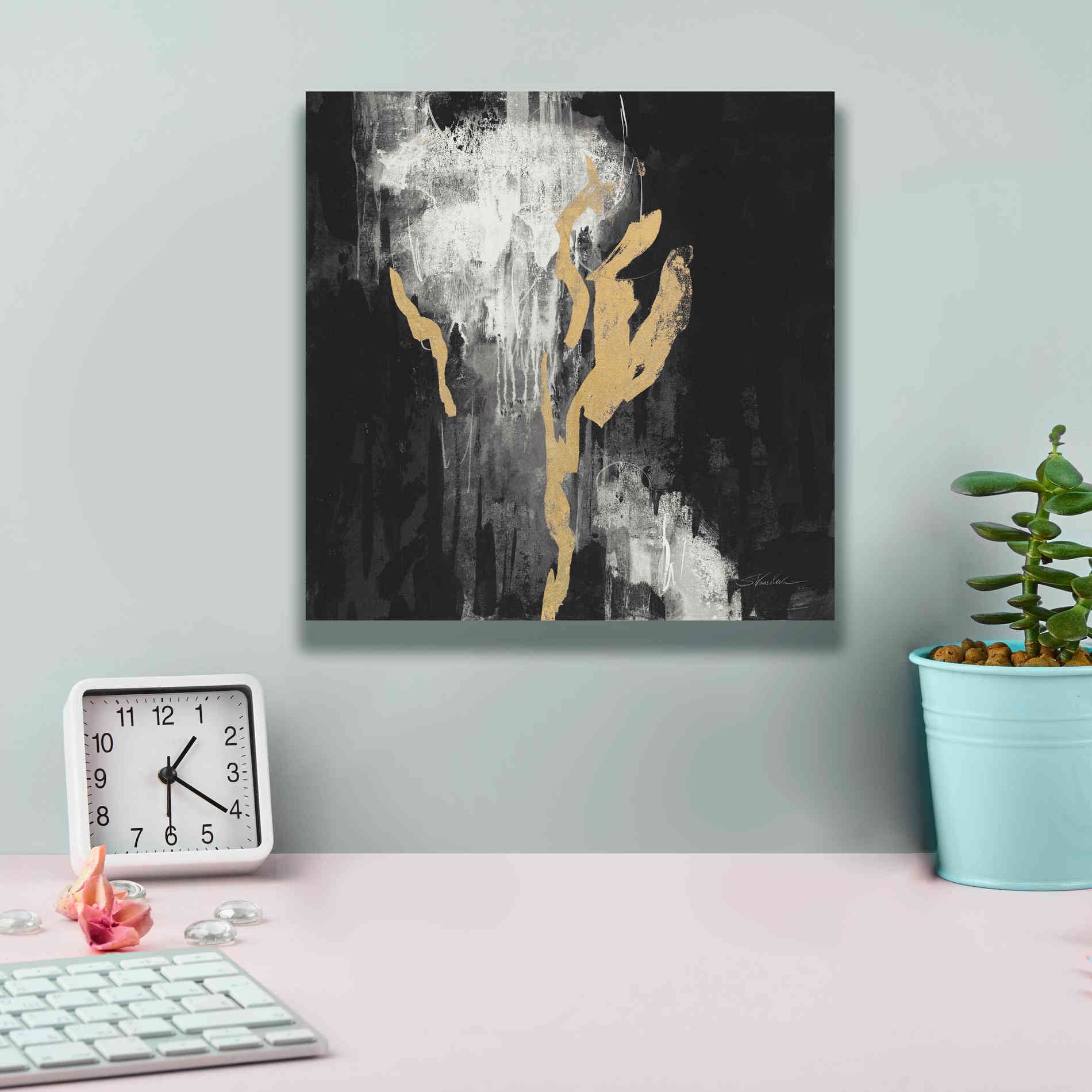 'Golden Rain II BW' by Silvia Vassileva, Canvas Wall Art,12 x 12