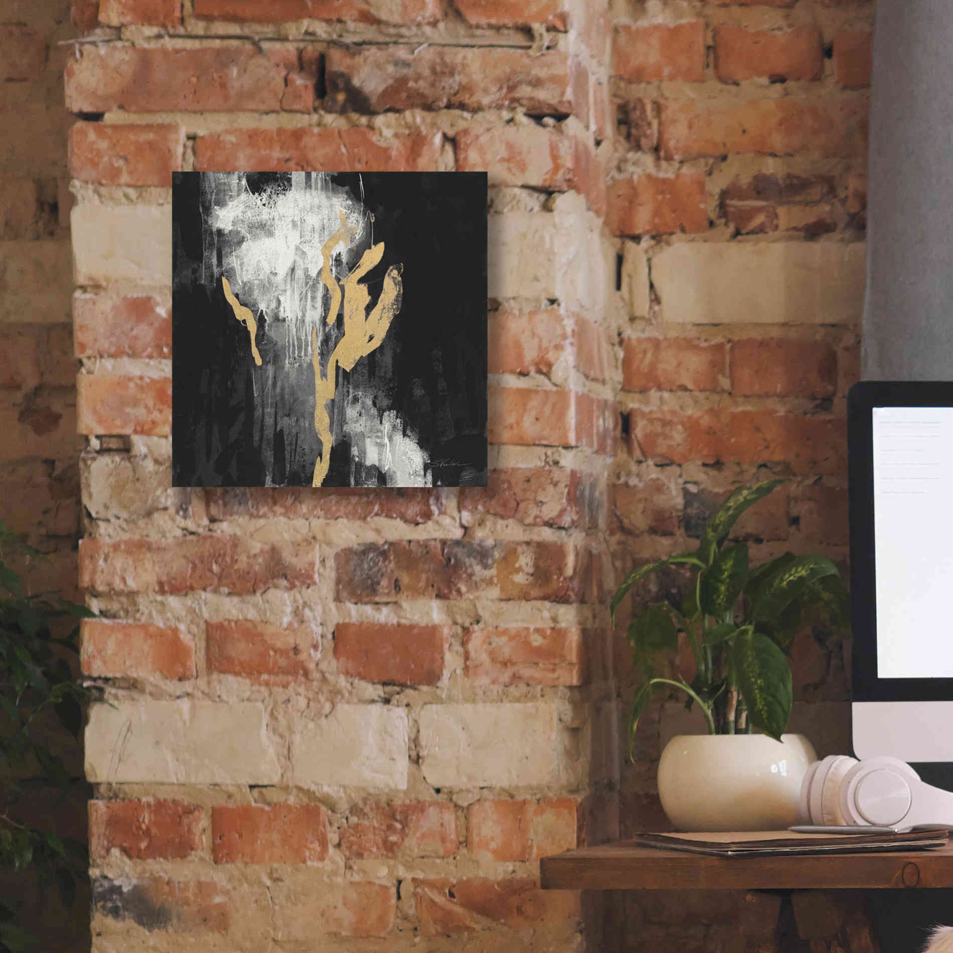 'Golden Rain II BW' by Silvia Vassileva, Canvas Wall Art,12 x 12