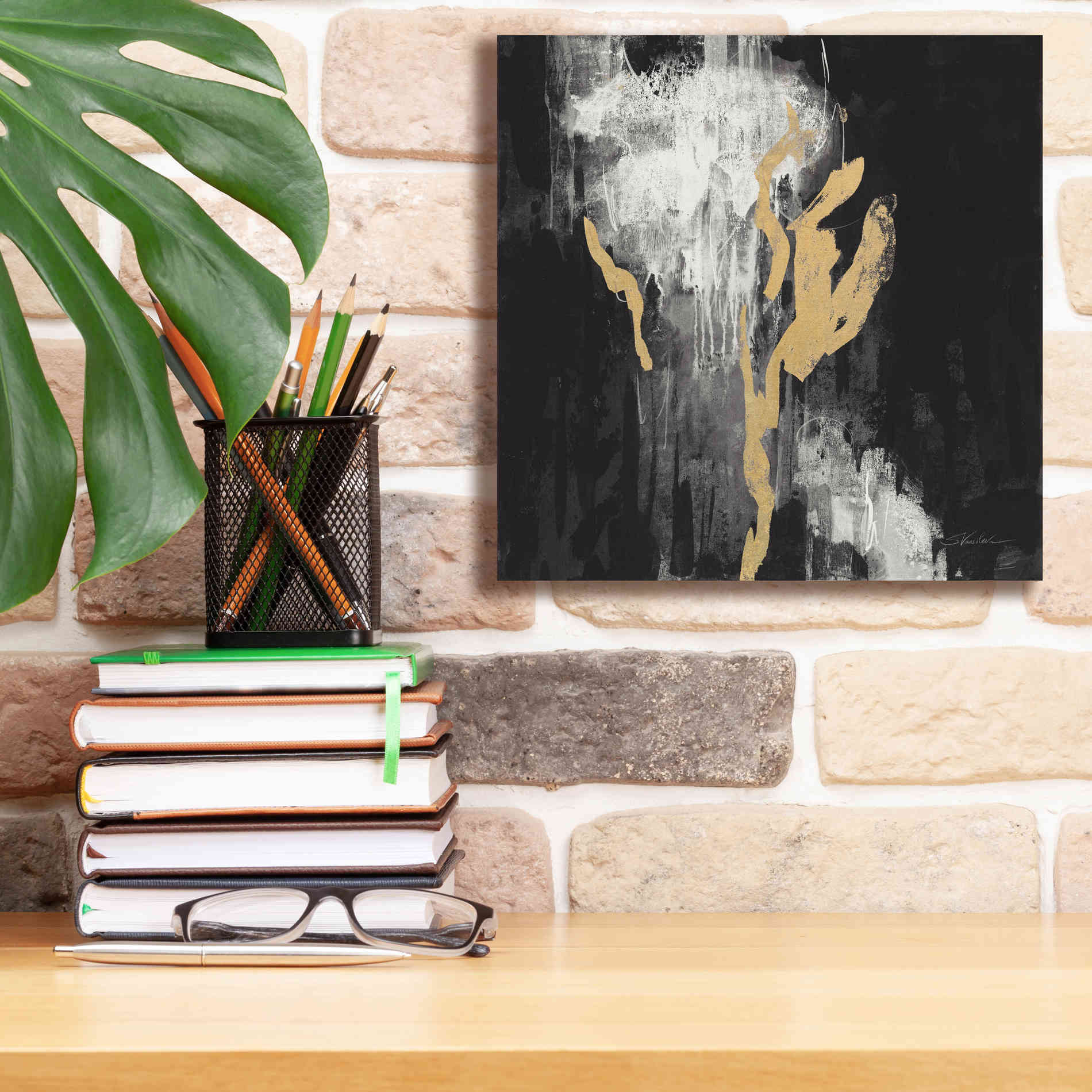 'Golden Rain II BW' by Silvia Vassileva, Canvas Wall Art,12 x 12