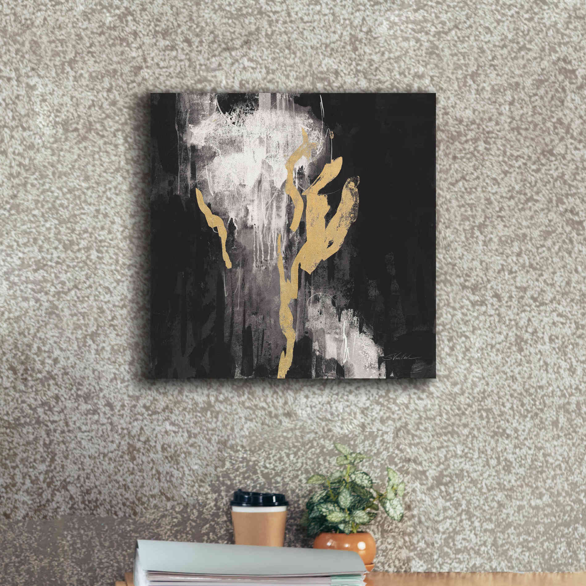 'Golden Rain II BW' by Silvia Vassileva, Canvas Wall Art,18 x 18