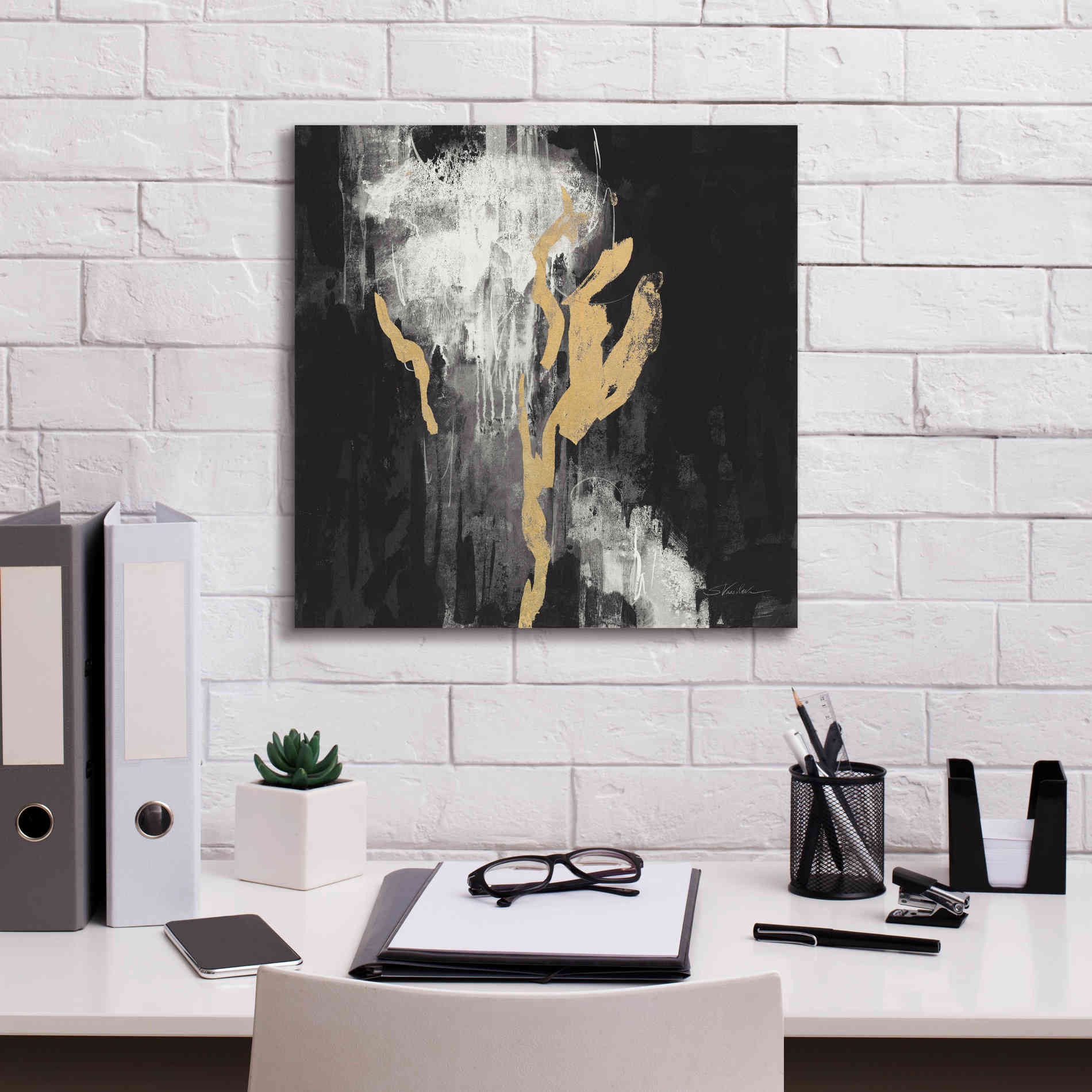 'Golden Rain II BW' by Silvia Vassileva, Canvas Wall Art,18 x 18