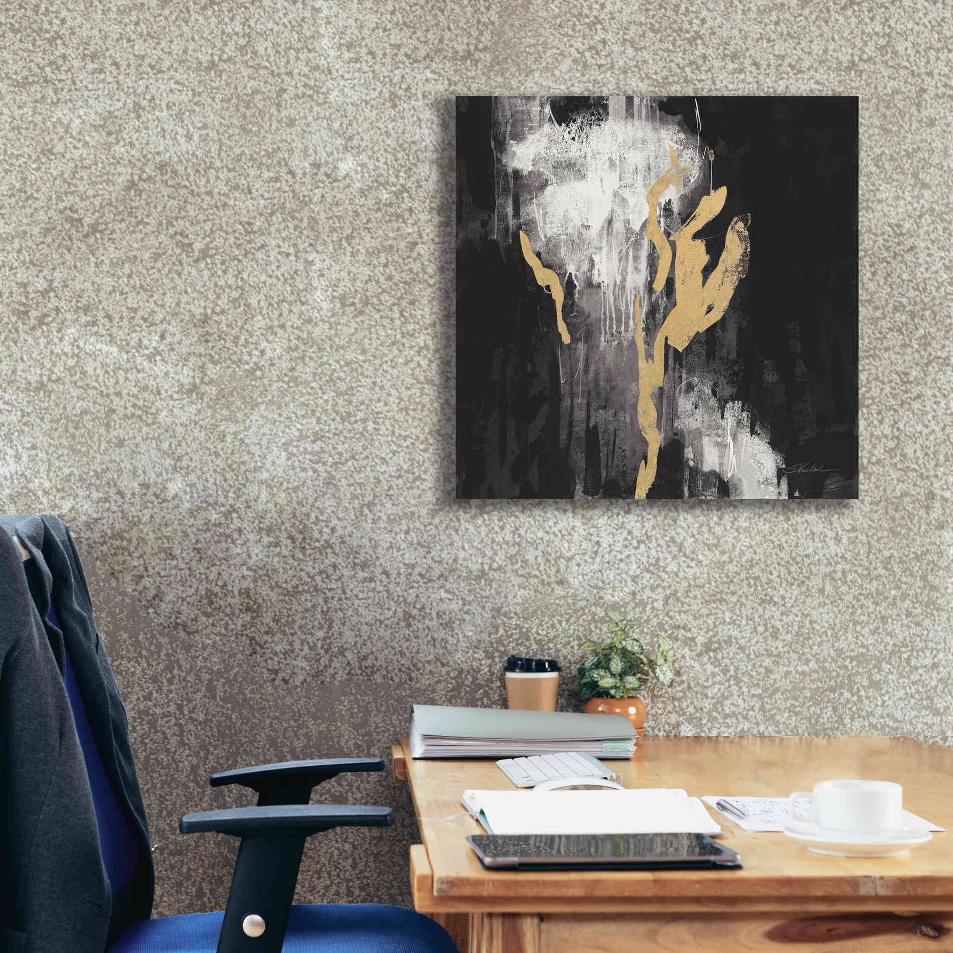 'Golden Rain II BW' by Silvia Vassileva, Canvas Wall Art,26 x 26