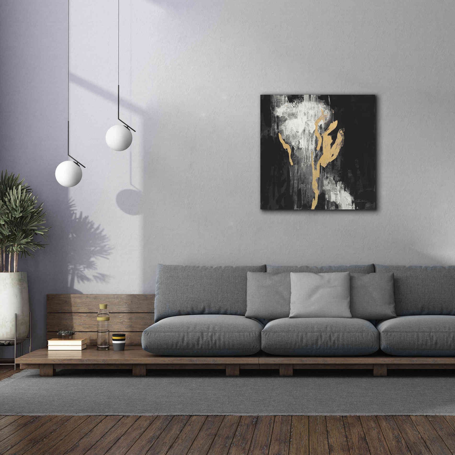 'Golden Rain II BW' by Silvia Vassileva, Canvas Wall Art,37 x 37