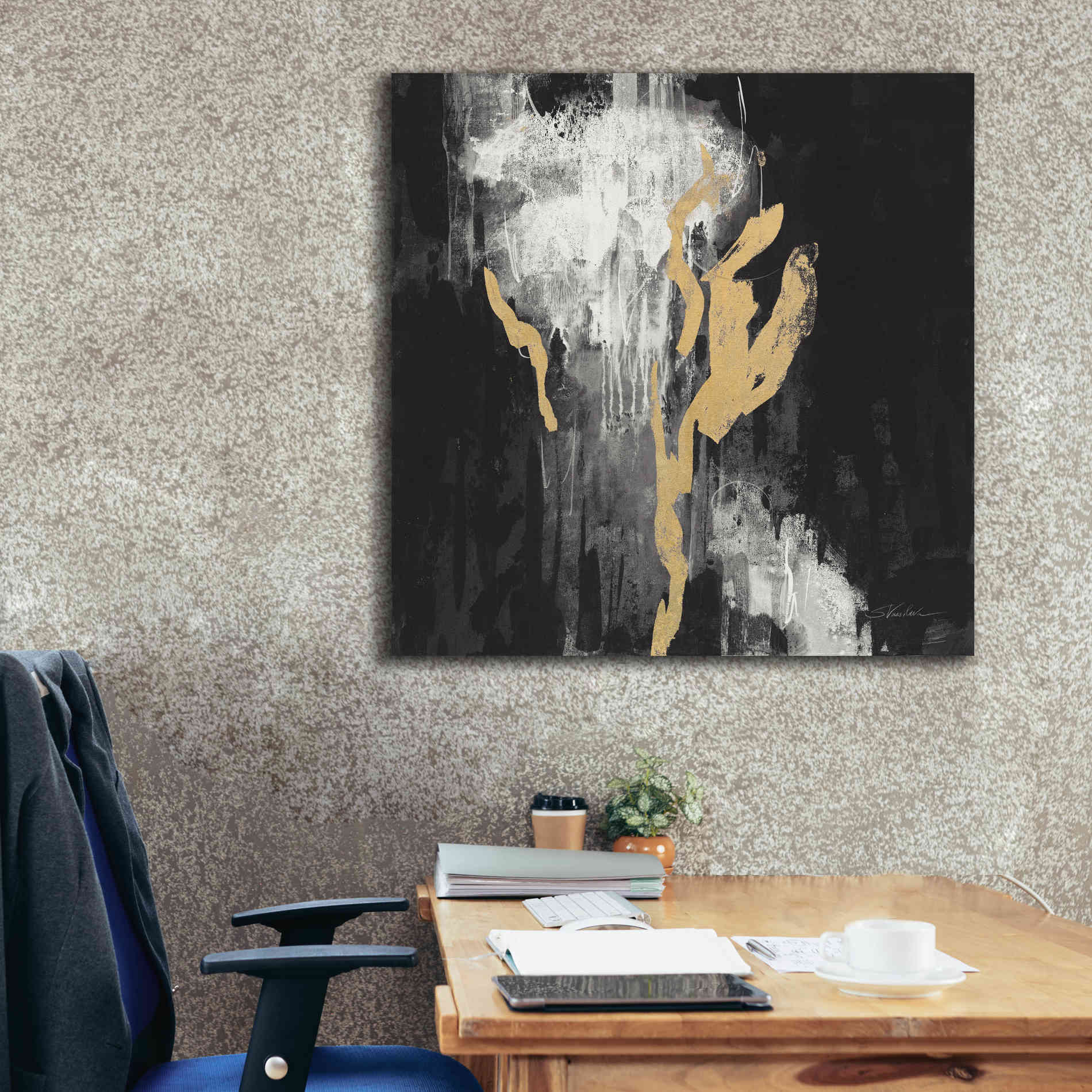 'Golden Rain II BW' by Silvia Vassileva, Canvas Wall Art,37 x 37