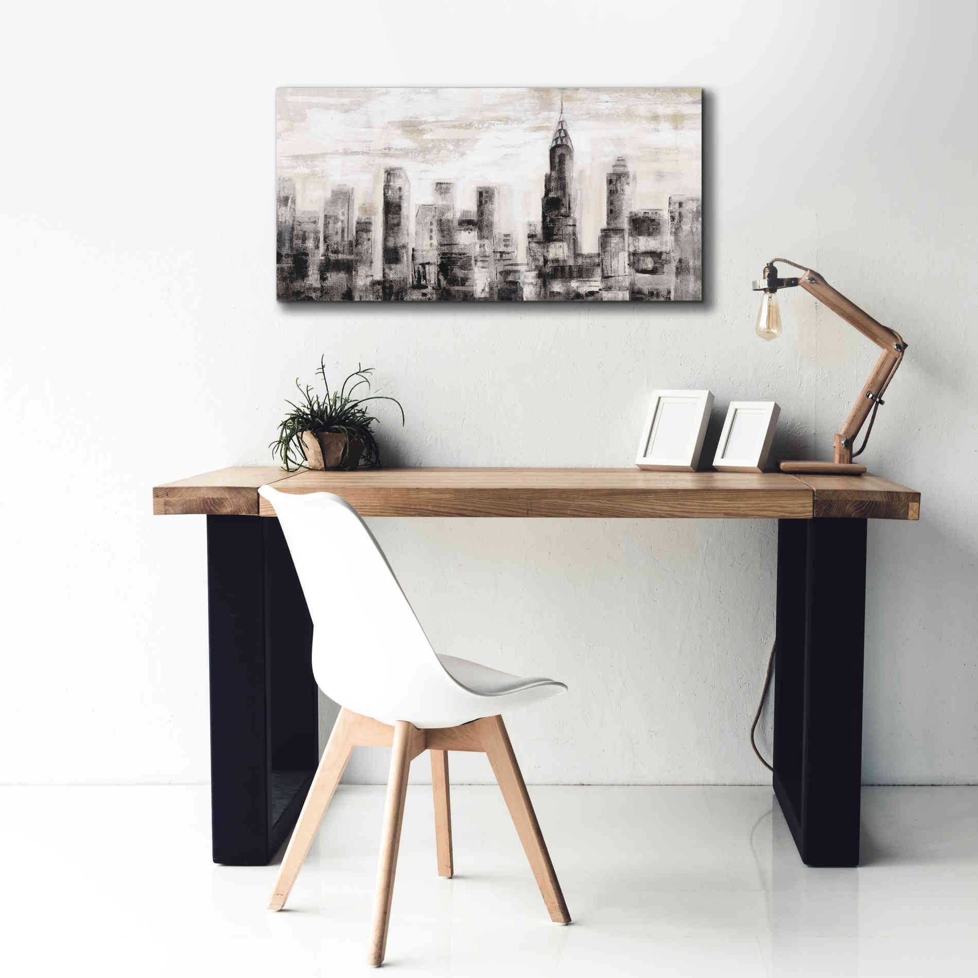 'Manhattan Skyline BW' by Silvia Vassileva, Canvas Wall Art,40 x 20