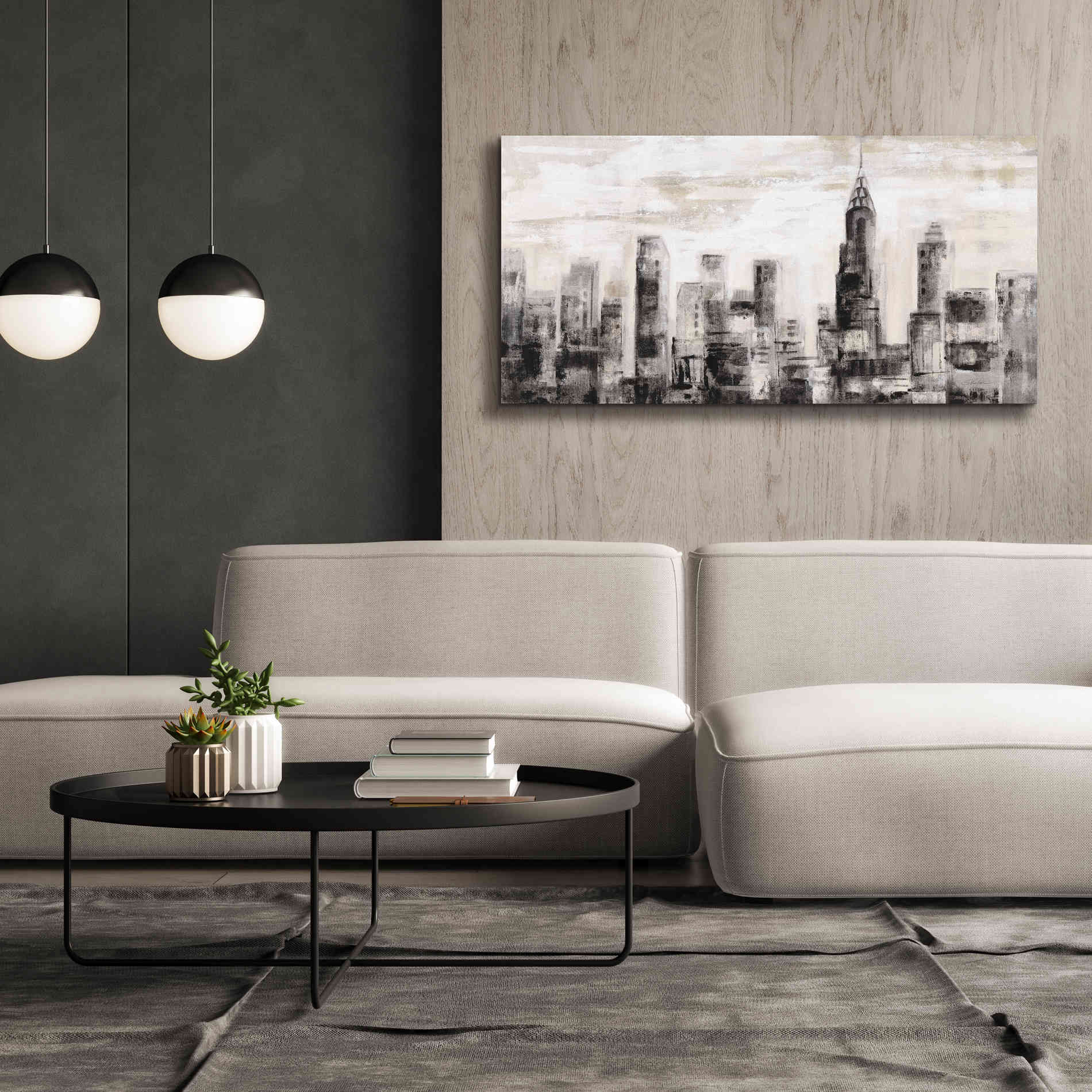 'Manhattan Skyline BW' by Silvia Vassileva, Canvas Wall Art,60 x 30