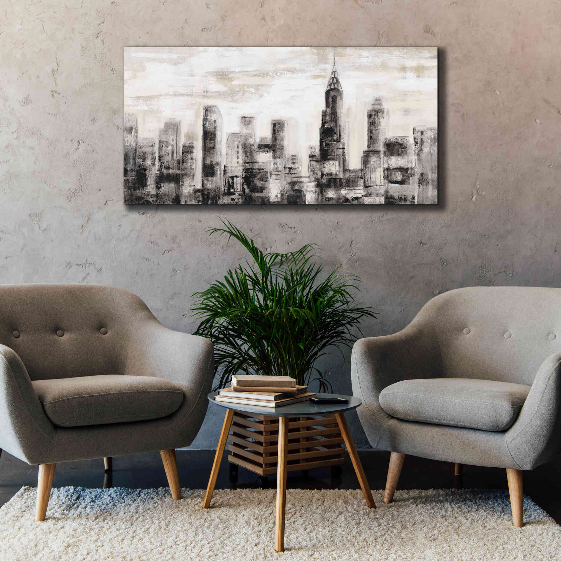 'Manhattan Skyline BW' by Silvia Vassileva, Canvas Wall Art,60 x 30