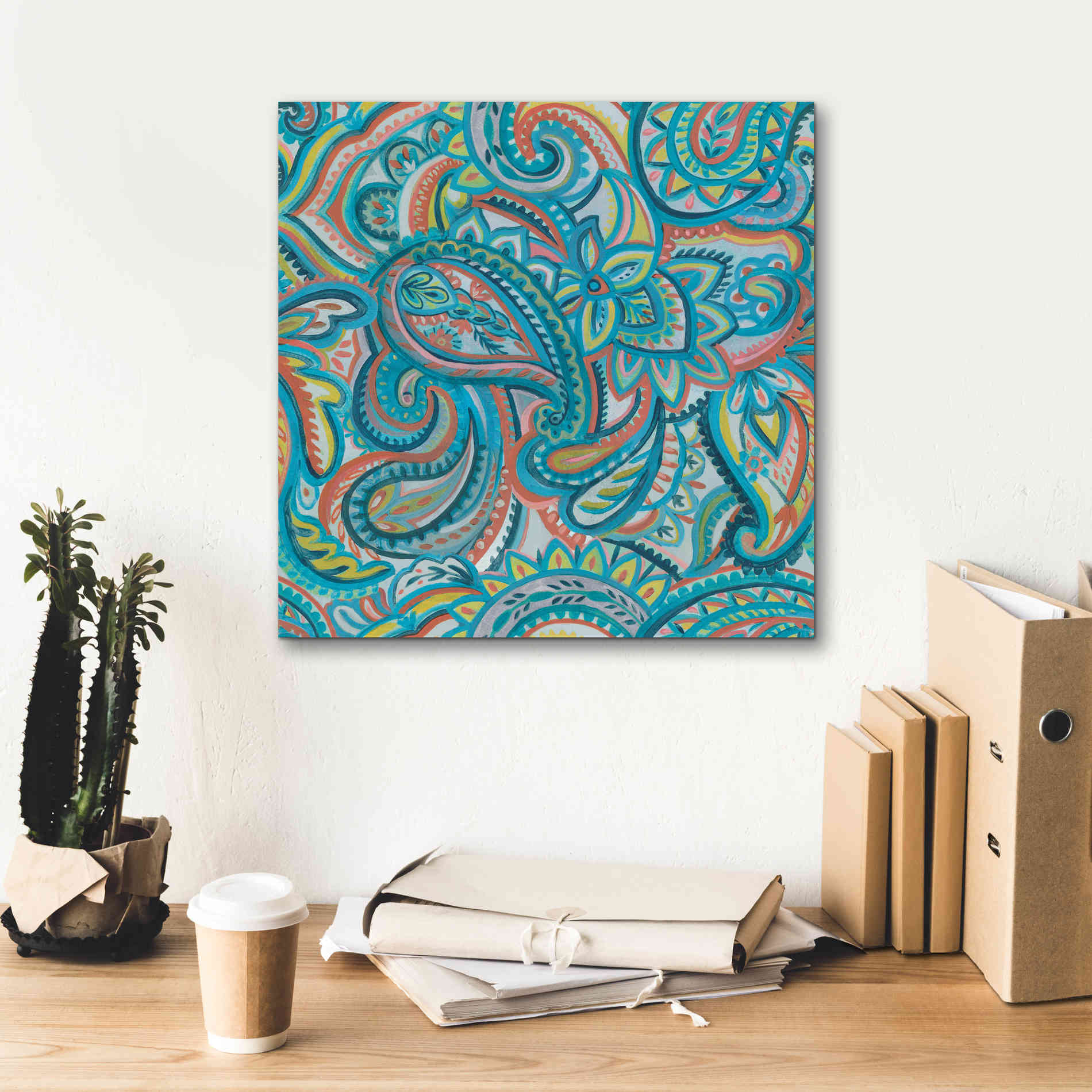 'Emerald Paisley Pattern III' by Silvia Vassileva, Canvas Wall Art,18 x 18