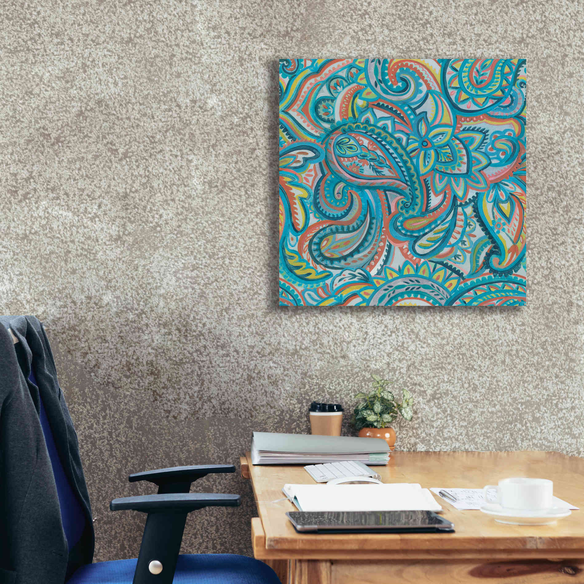 'Emerald Paisley Pattern III' by Silvia Vassileva, Canvas Wall Art,26 x 26