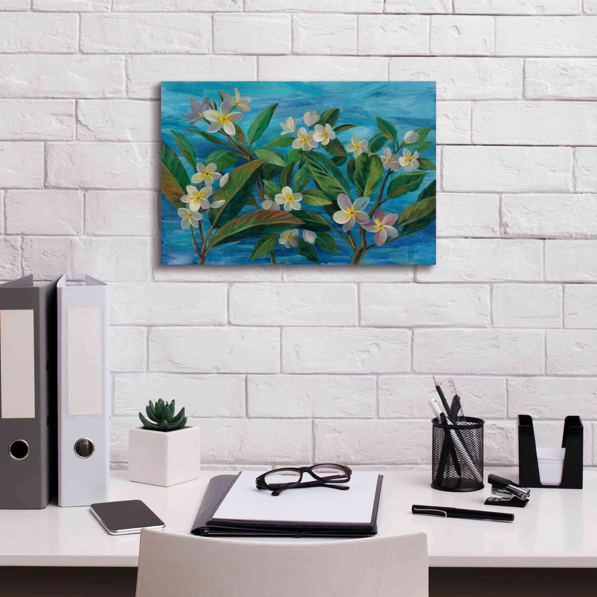 'Oceanside Plumeria' by Silvia Vassileva, Canvas Wall Art,18 x 12