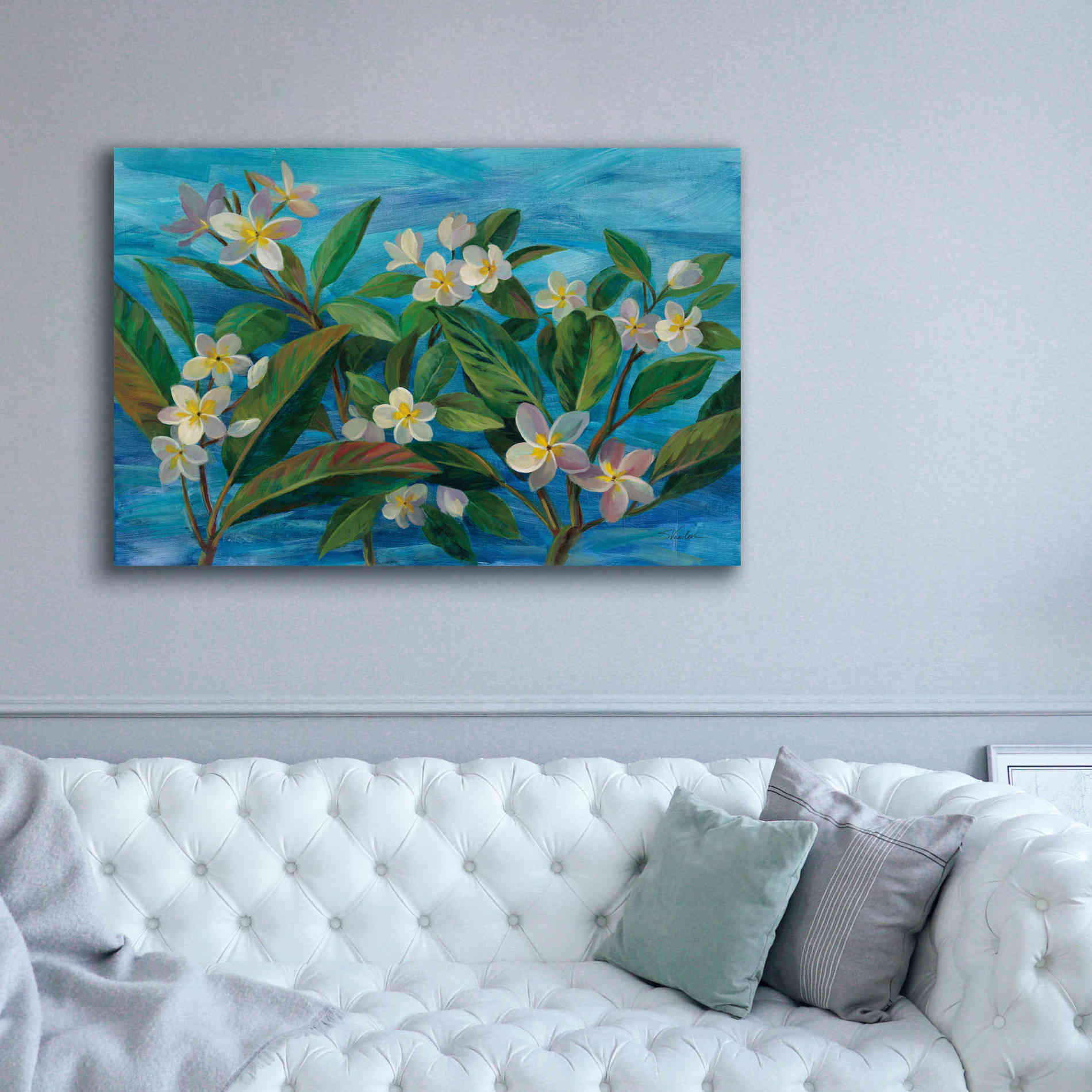 'Oceanside Plumeria' by Silvia Vassileva, Canvas Wall Art,60 x 40