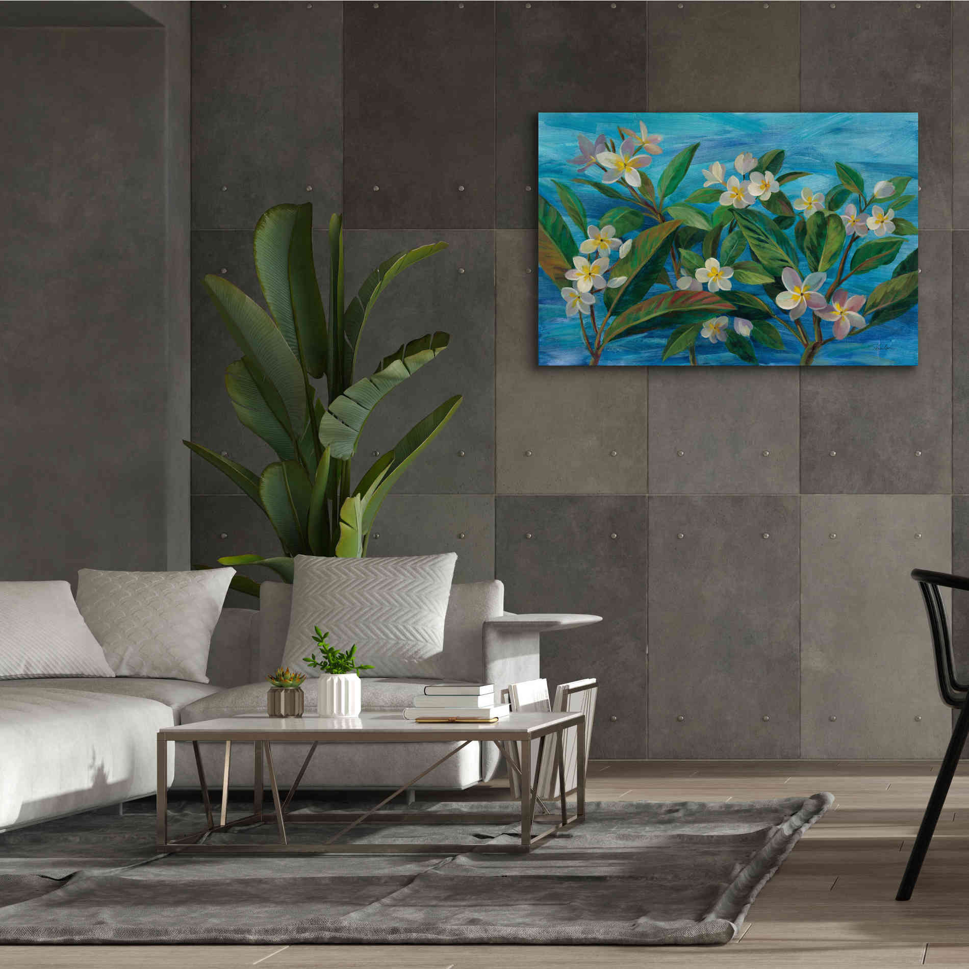 'Oceanside Plumeria' by Silvia Vassileva, Canvas Wall Art,60 x 40