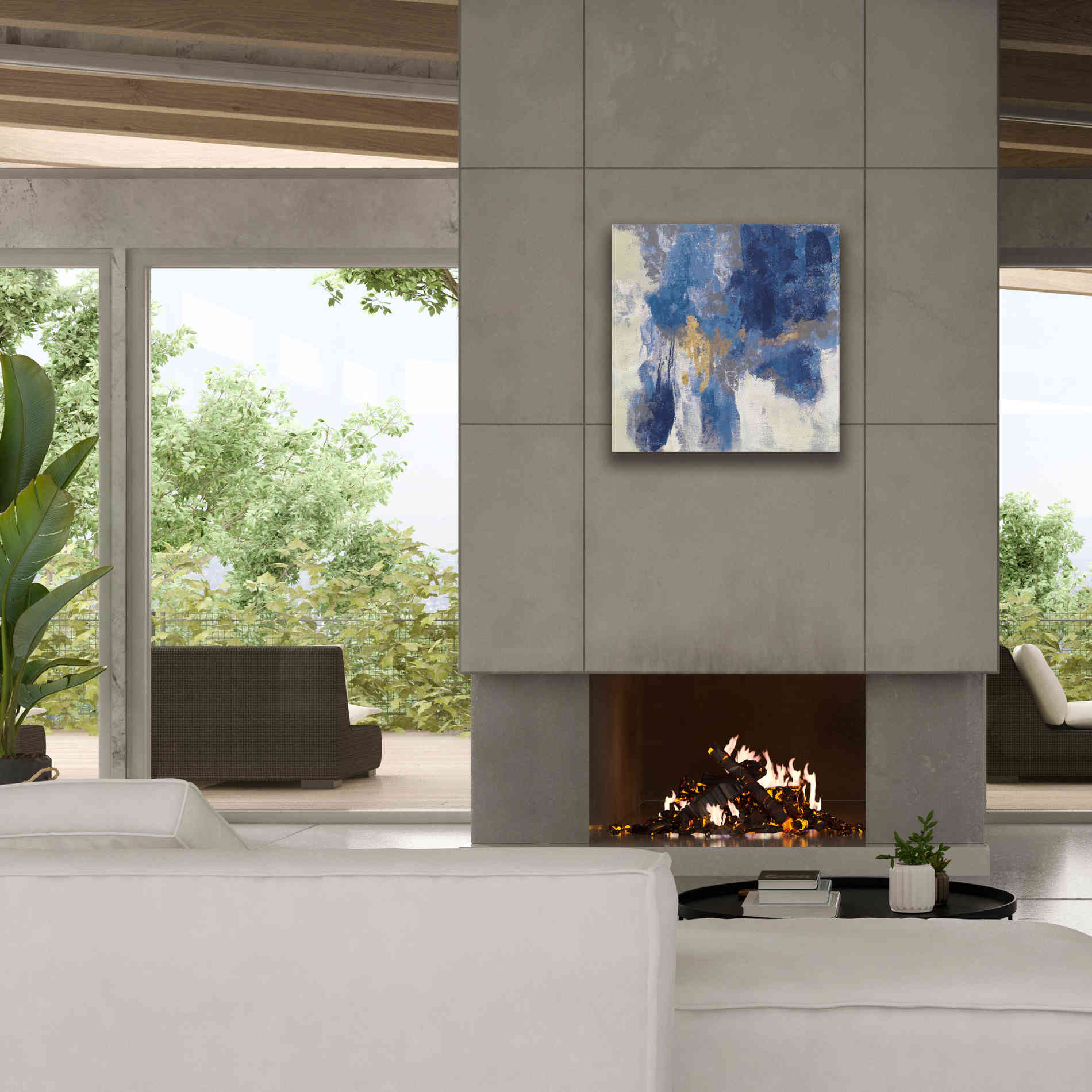 'Sparkle Abstract II Navy' by Silvia Vassileva, Canvas Wall Art,26 x 26