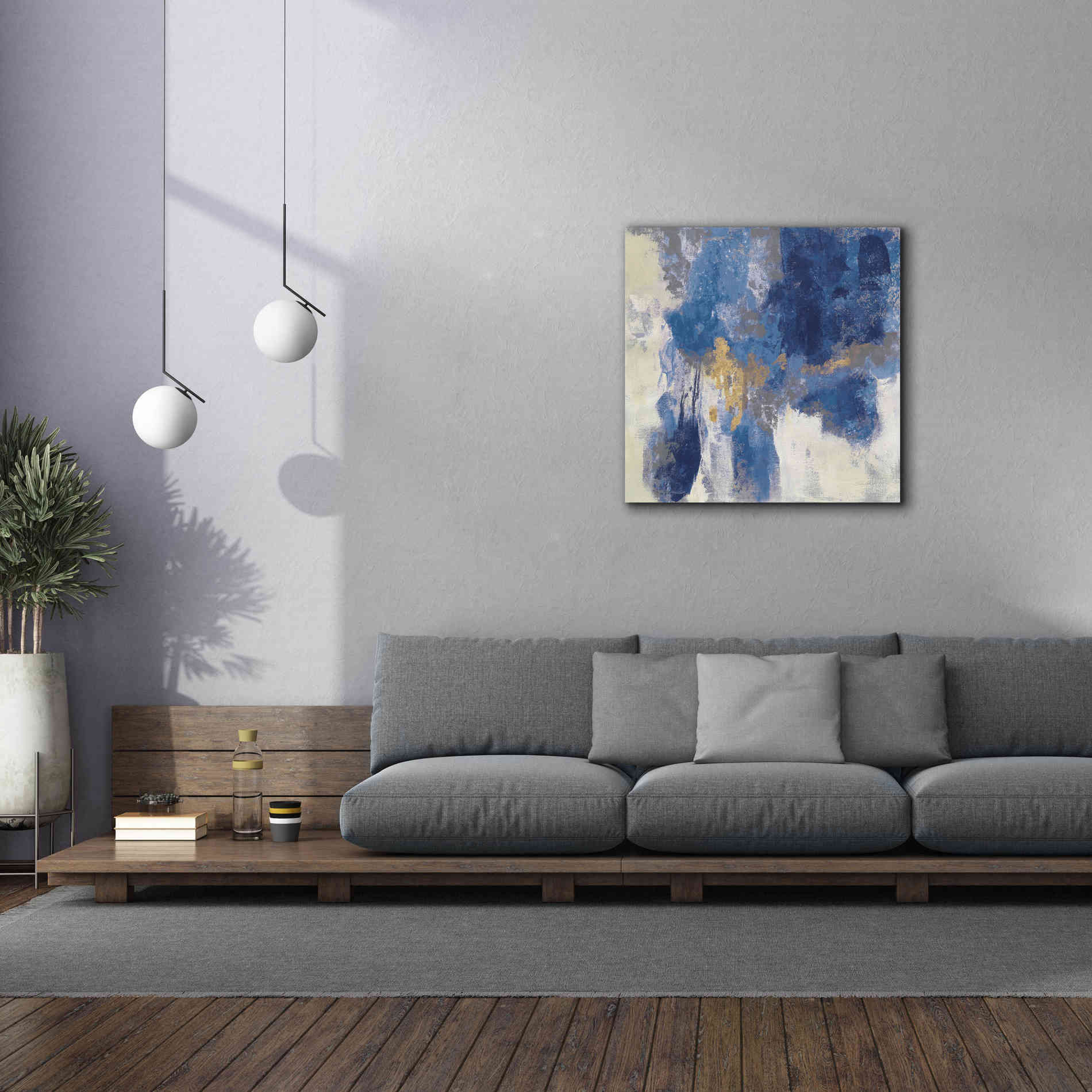 'Sparkle Abstract II Navy' by Silvia Vassileva, Canvas Wall Art,37 x 37