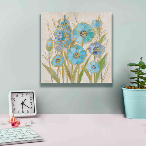 Image of 'Opalescent Floral I Blue' by Silvia Vassileva, Canvas Wall Art,12 x 12
