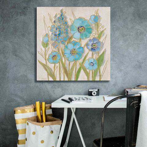 Image of 'Opalescent Floral I Blue' by Silvia Vassileva, Canvas Wall Art,26 x 26