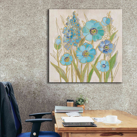 Image of 'Opalescent Floral I Blue' by Silvia Vassileva, Canvas Wall Art,37 x 37