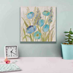 'Opalescent Floral II Blue' by Silvia Vassileva, Canvas Wall Art,12 x 12