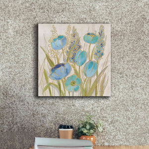 'Opalescent Floral II Blue' by Silvia Vassileva, Canvas Wall Art,18 x 18