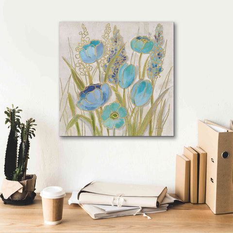 Image of 'Opalescent Floral II Blue' by Silvia Vassileva, Canvas Wall Art,18 x 18